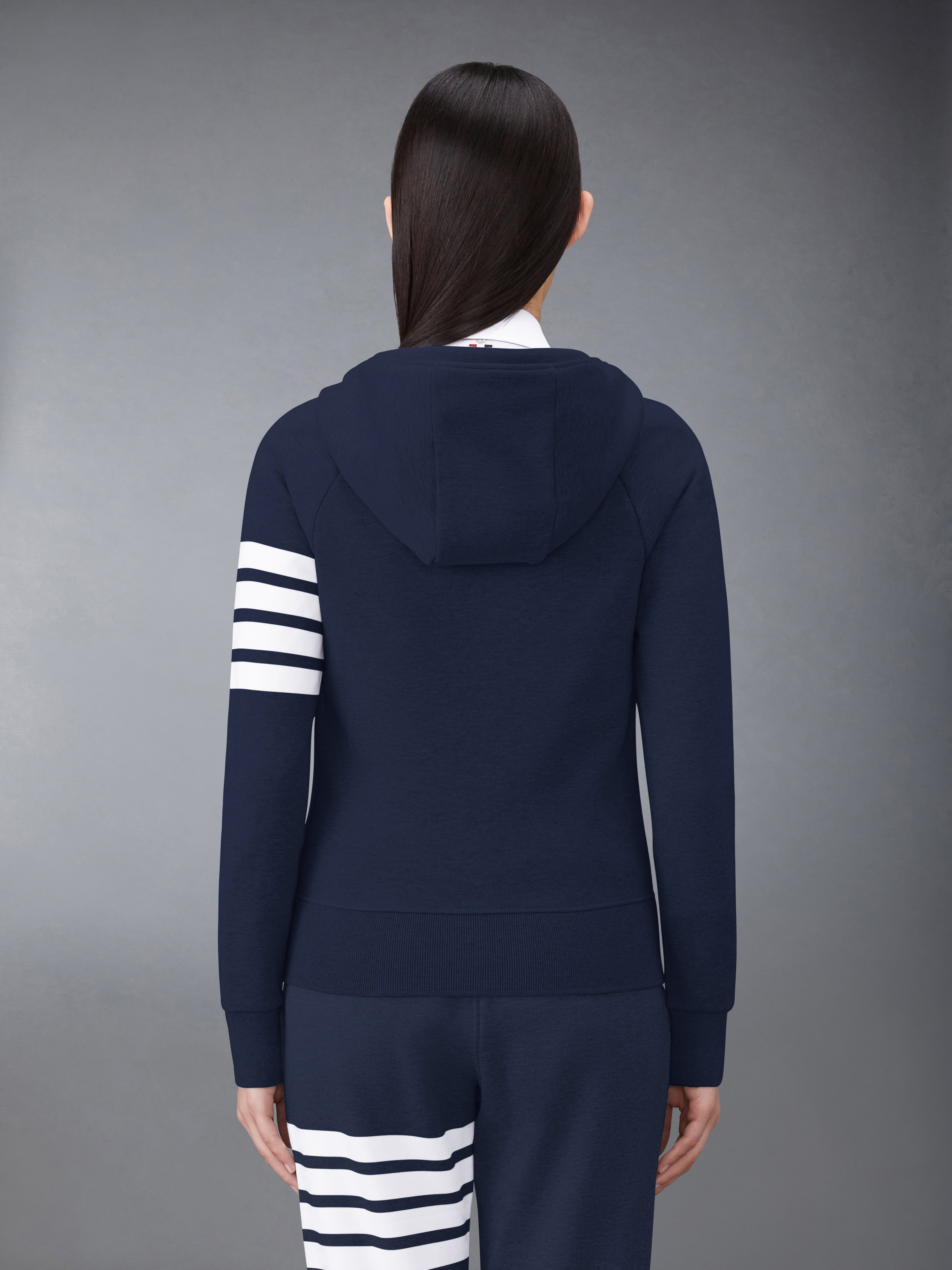 Navy Loopback Jersey Knit Engineered 4-bar Stripe Classic Hoodie - 3