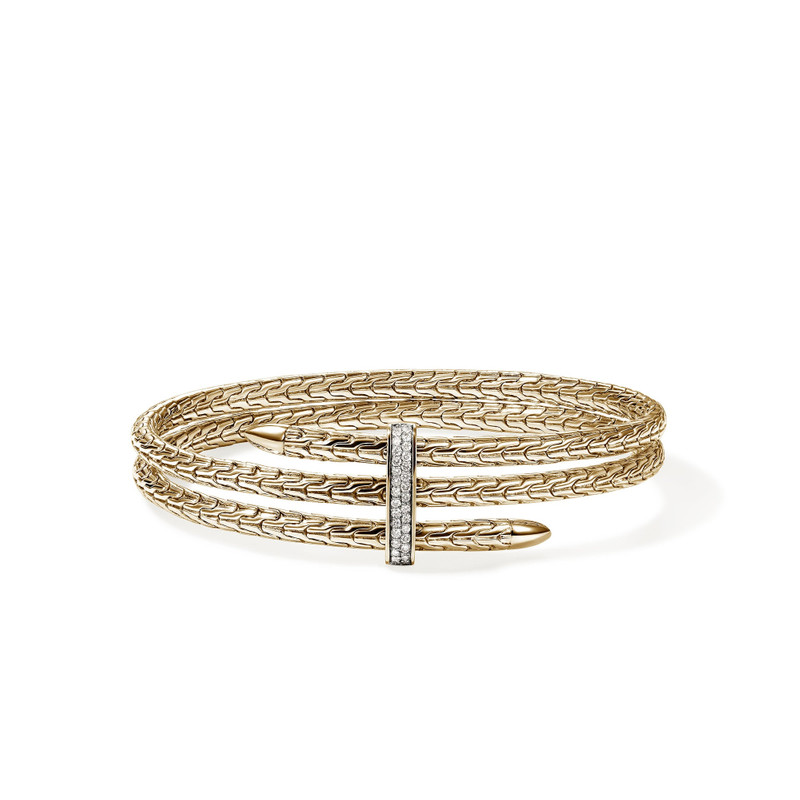 Spear Triple Flex Cuff, Gold, Diamonds, 4MM 1