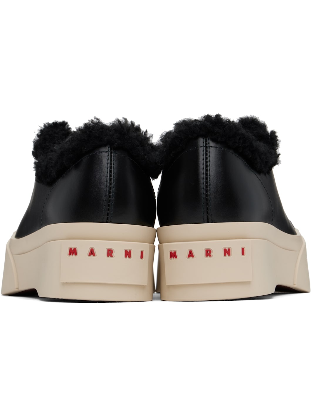 Black Leather & Shearling Pablo Sneakers - 2