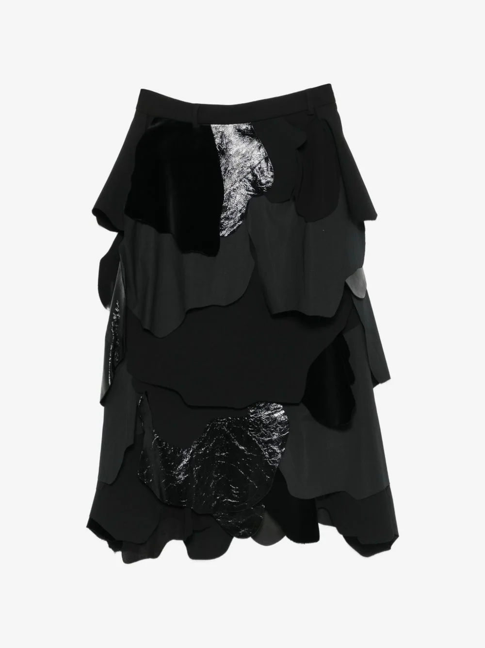 patchwork-design tiered midi skirt - 1