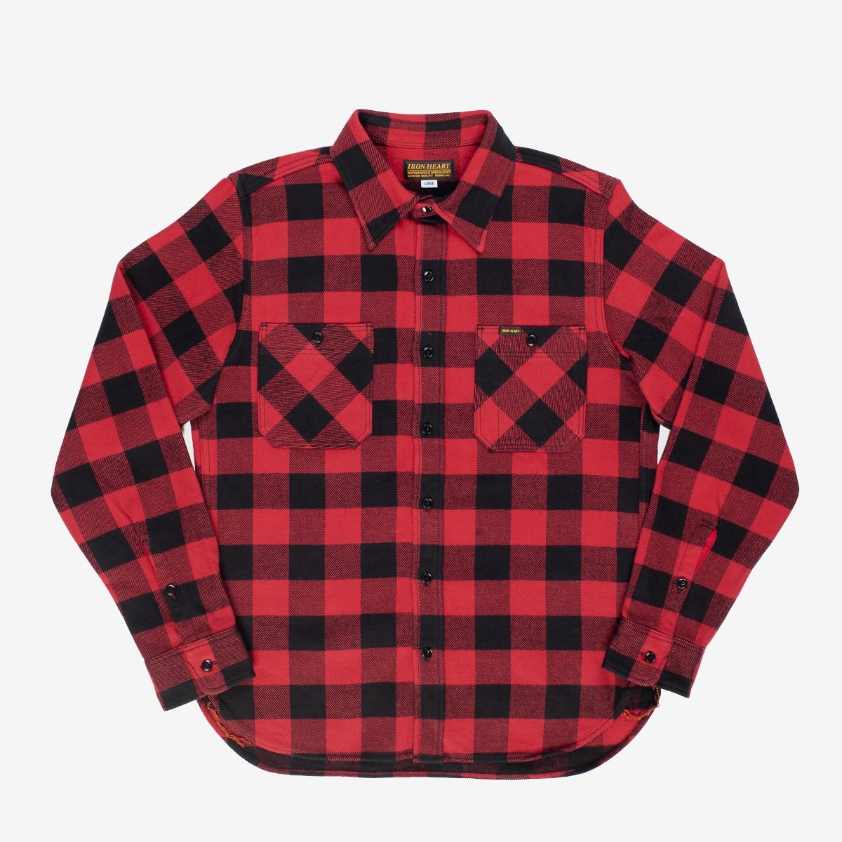 IHSH-244-RED Ultra Heavy Flannel Buffalo Check Work Shirt - Red/Black - 1