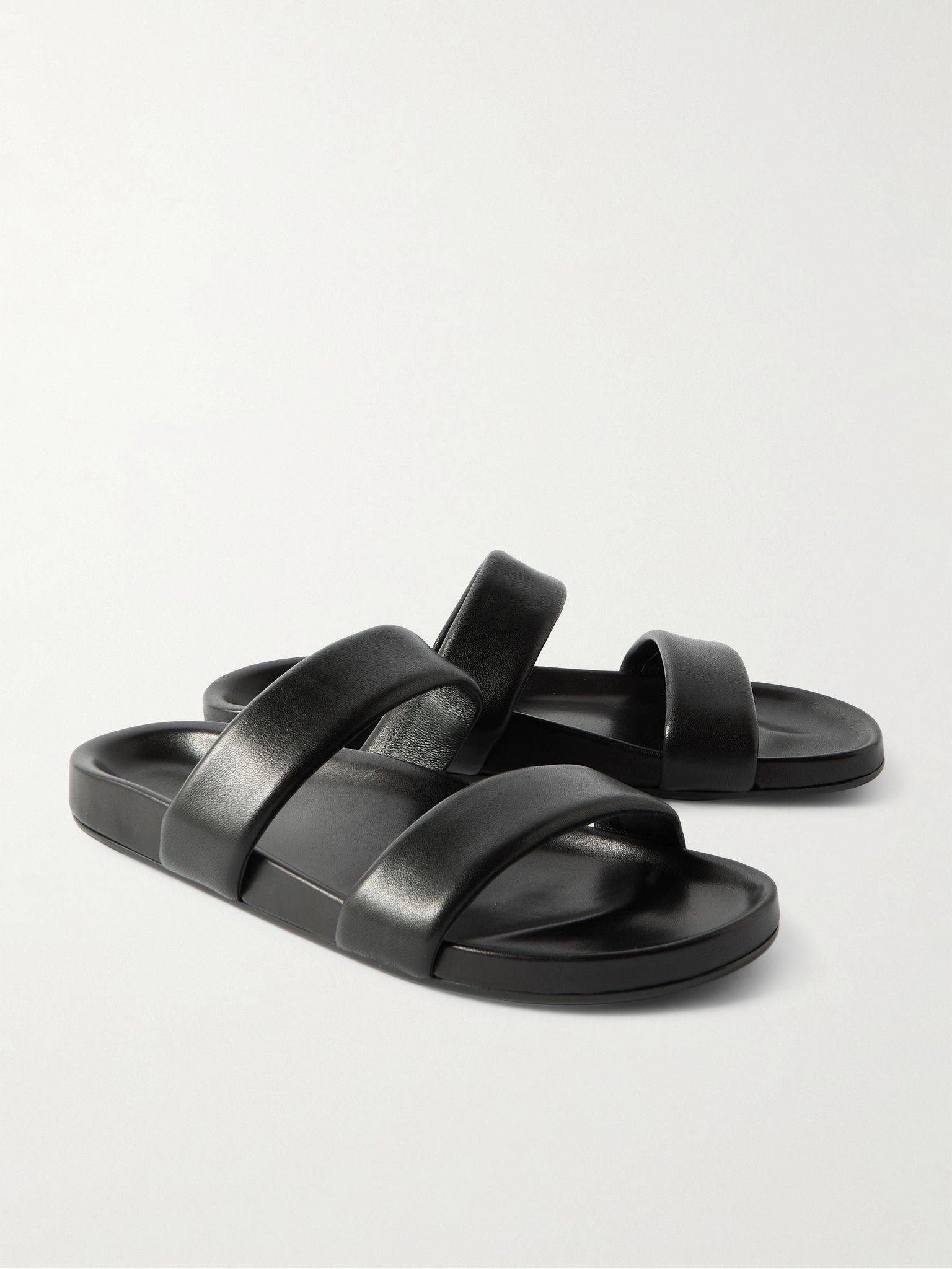 Nichols Leather Slides Black - 4