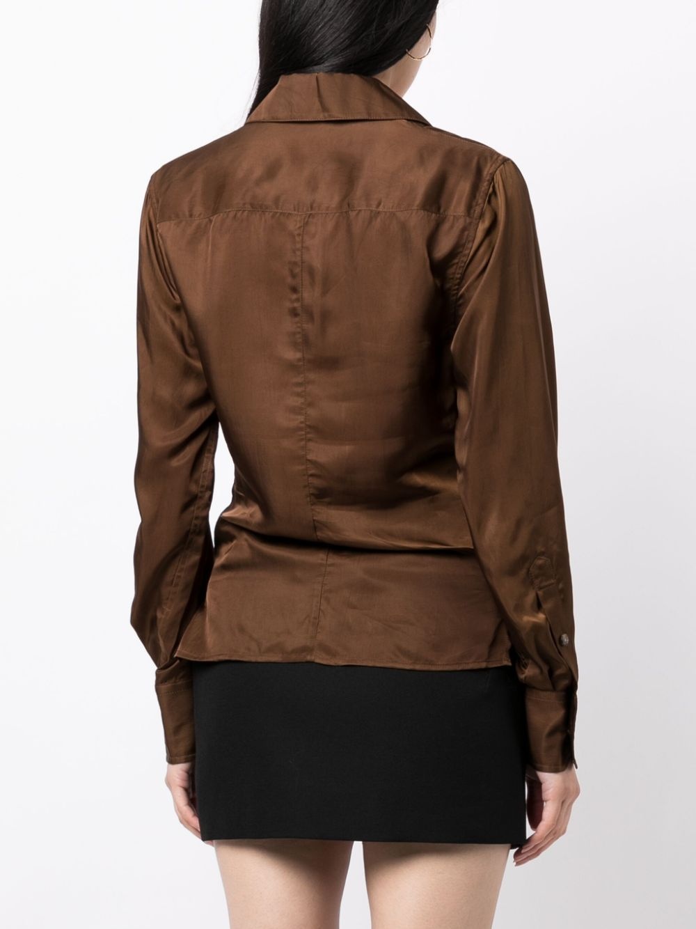 long-sleeve satin-finish shirt - 4