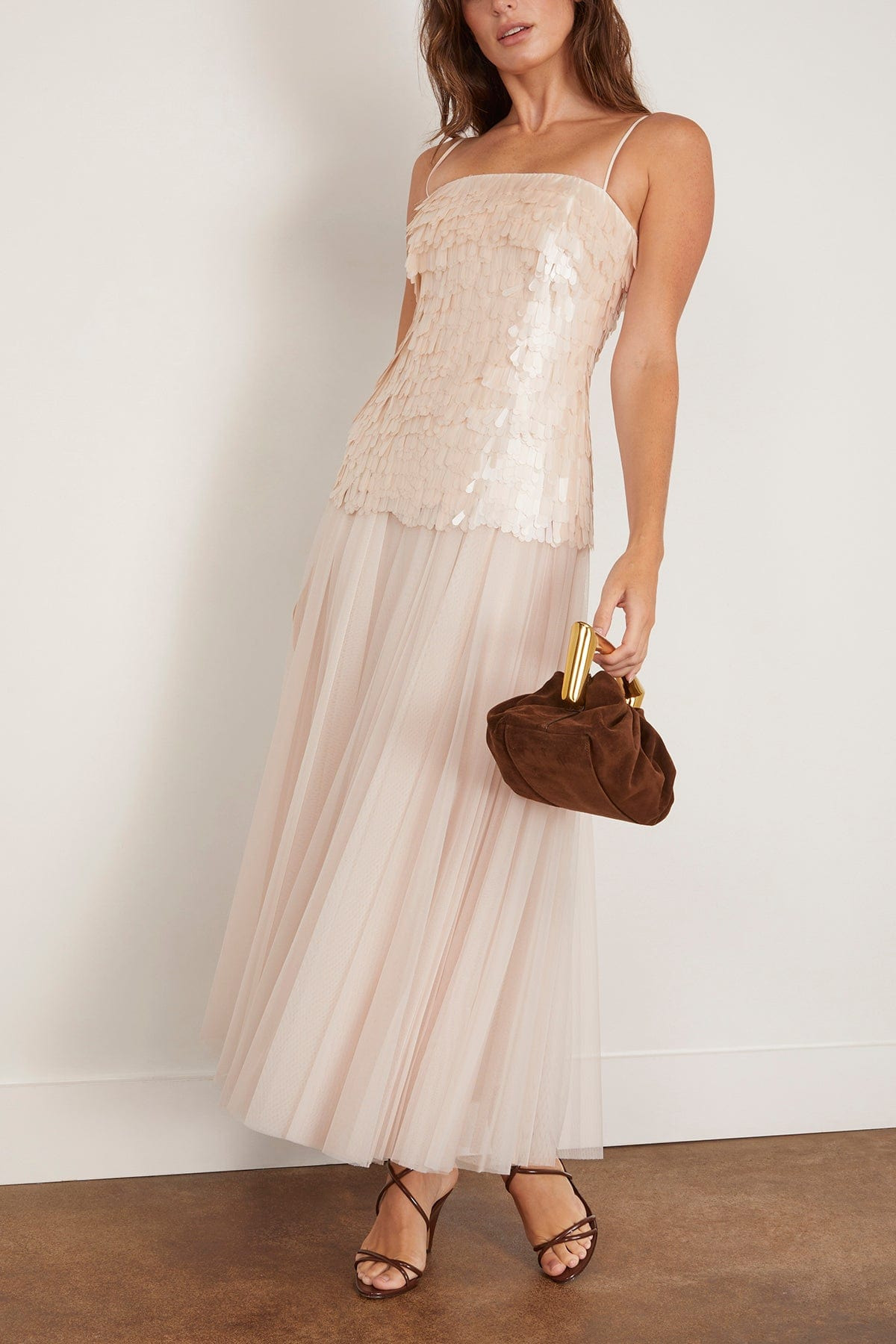 Maxine Bustier Midi Dress in Sand - 2