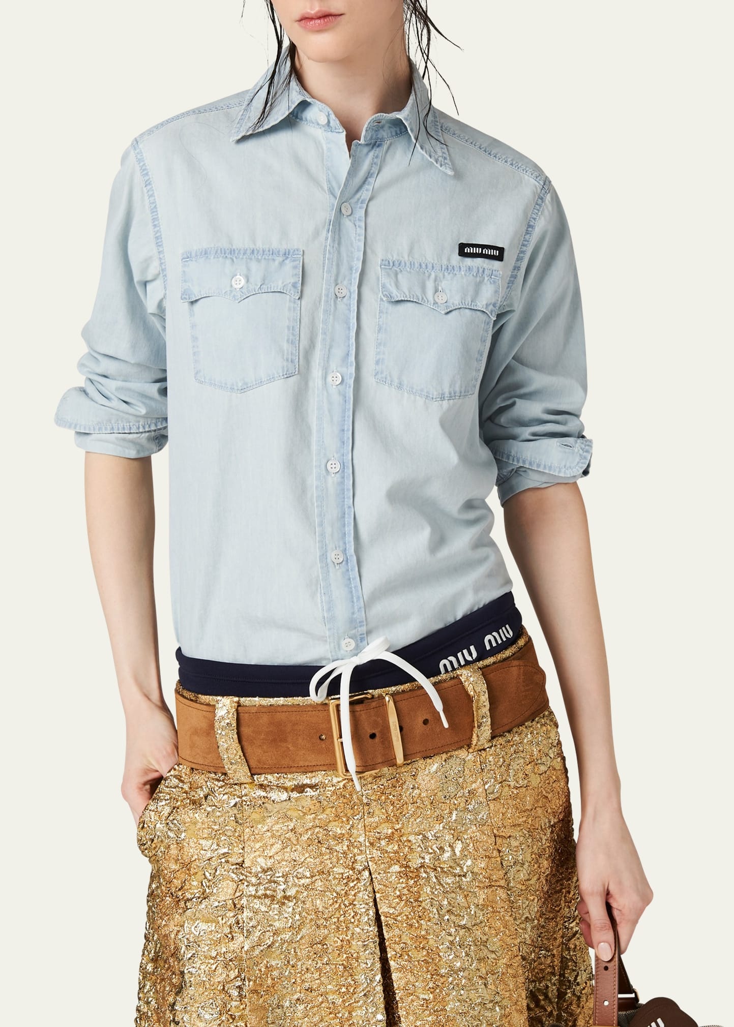 Chambray Button Down Shirt - 4