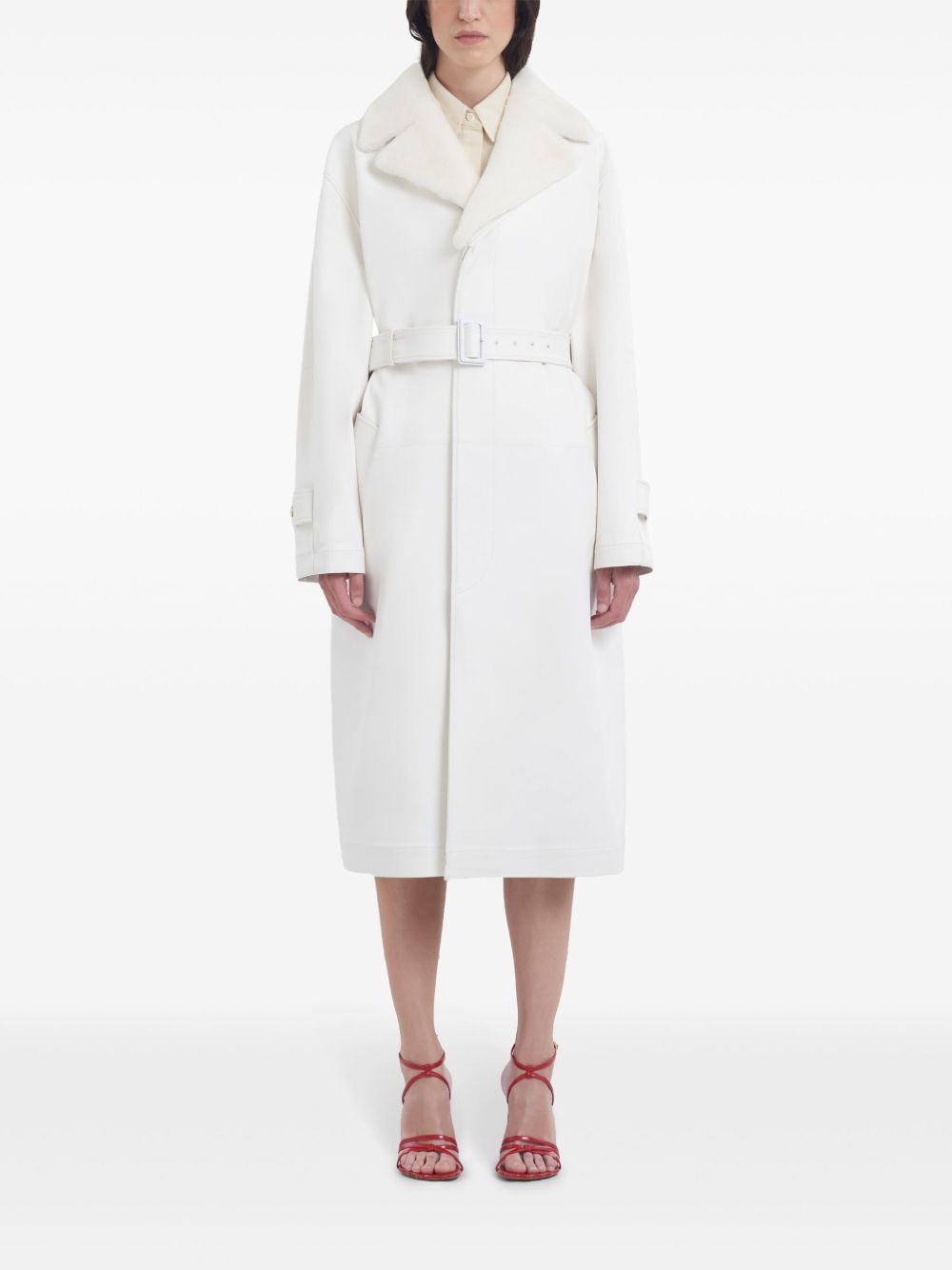 belted leather coat - 3