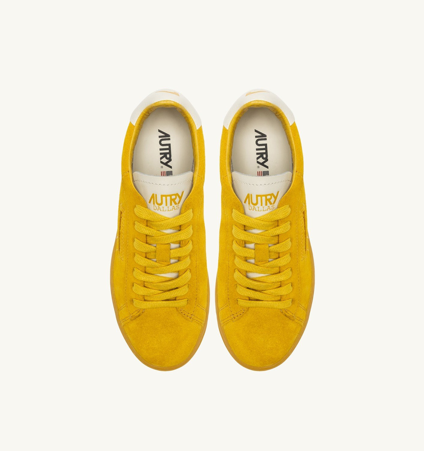 DALLAS LOW SNEAKERS IN MARSHMALLOW AND YELLOW SUEDE - 5