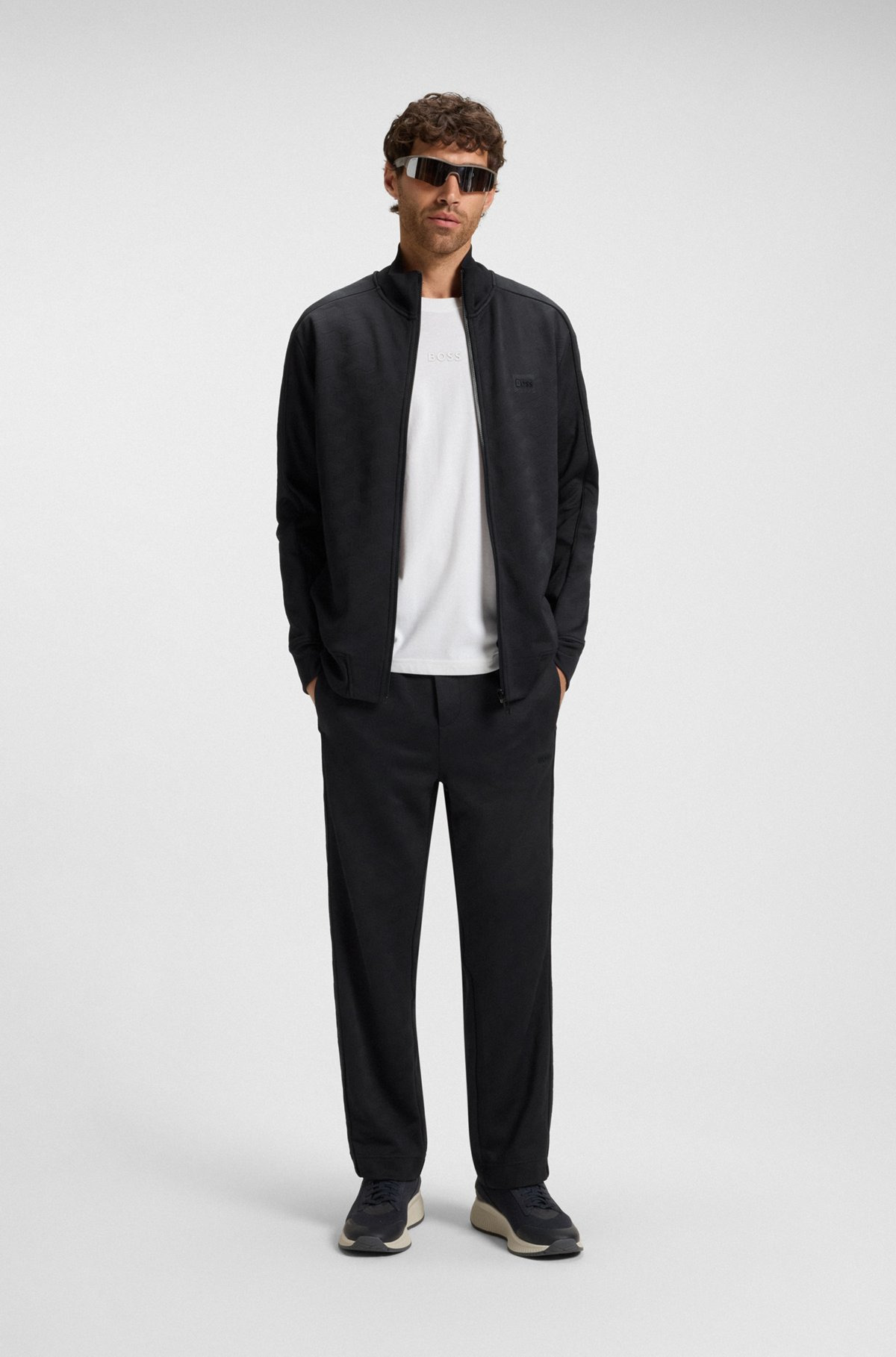 REGULAR-FIT ZIP-UP SWEATSHIRT WITH QUILTED JACQUARD - 4