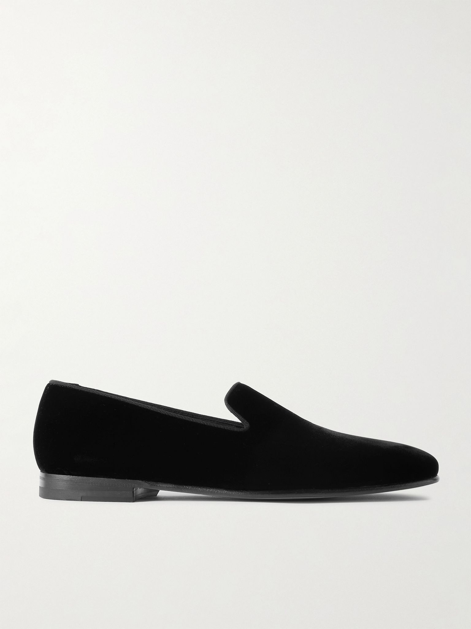Mario Grosgrain-Trimmed Velvet Loafers Black - 1