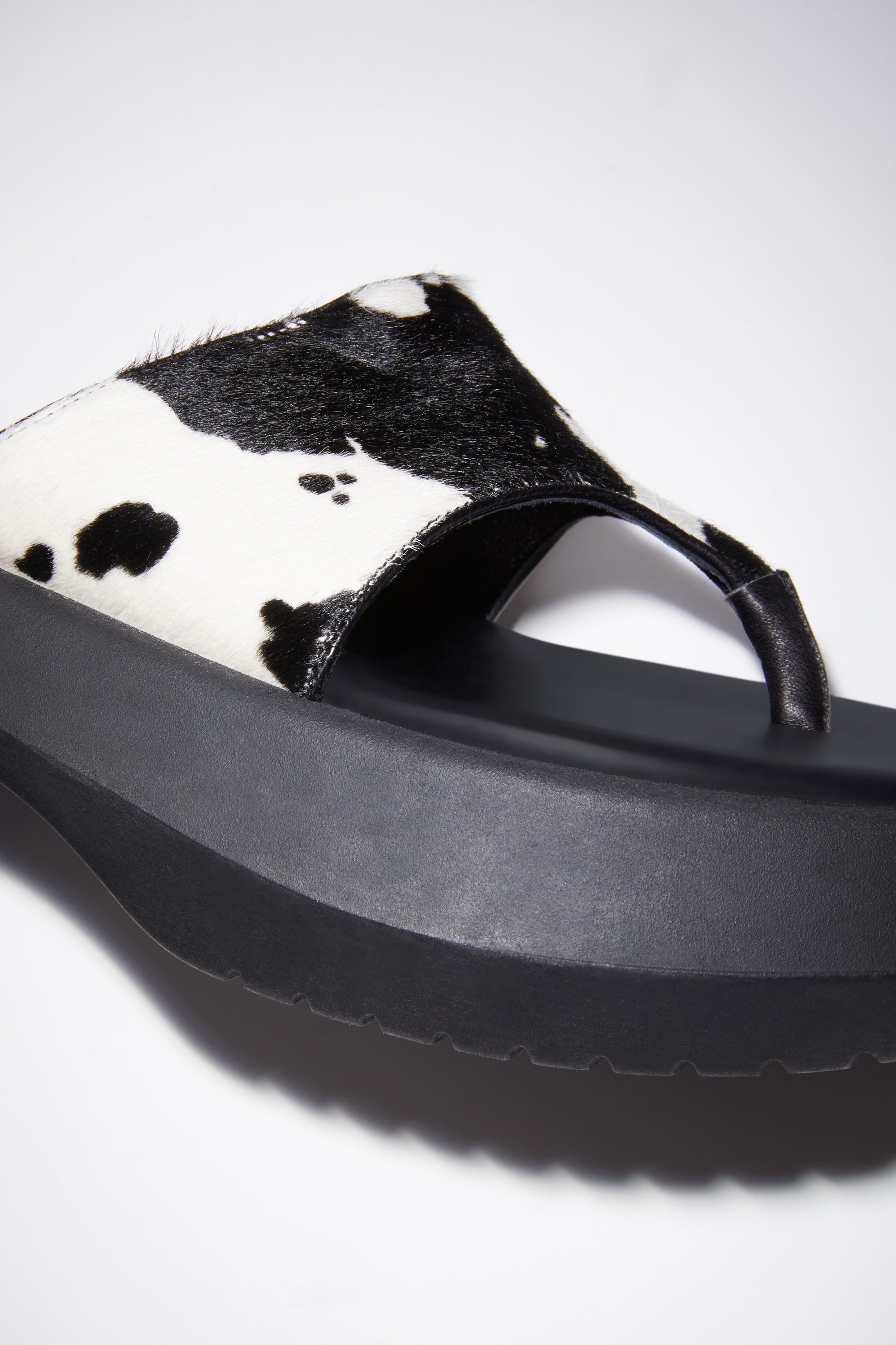 Printed leather sandals - White/black - 5