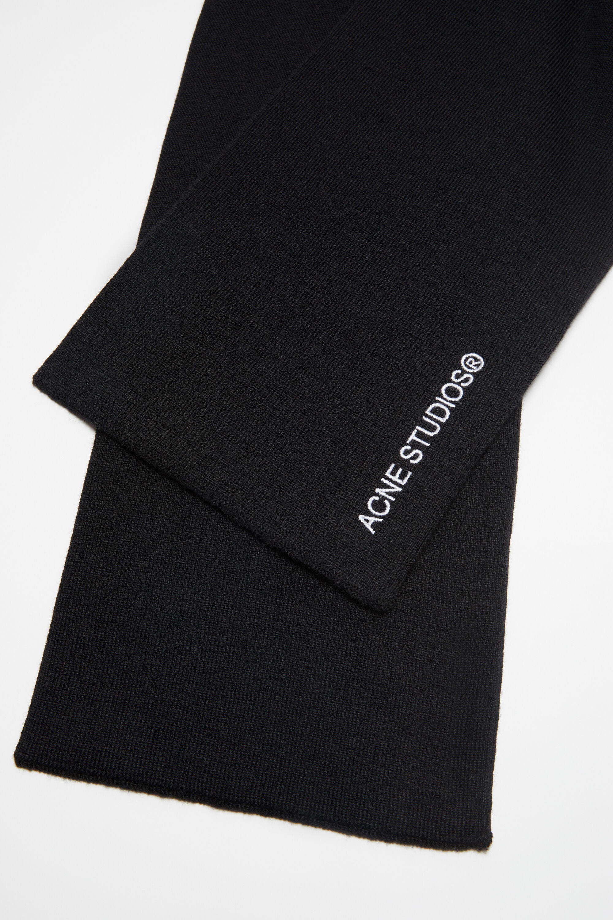 Logo embroidered scarf - Black - 3