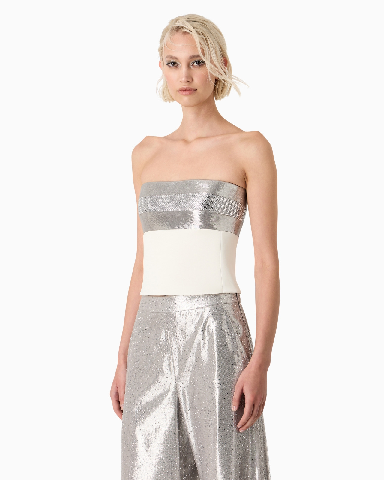 Embroidered bandeau bustier top - 2
