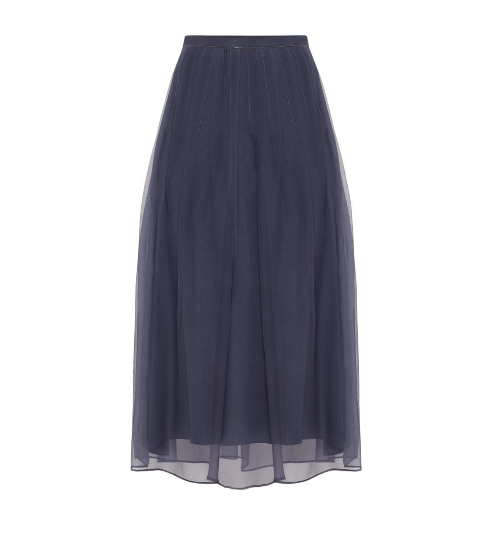 Brunello Cucinelli Silk Midi Skirt | harrods | REVERSIBLE