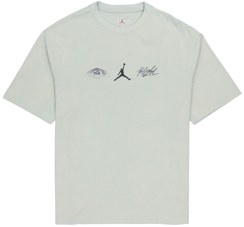 Men's Air Jordan Back Character Alphabet Printing Casual Round Neck Short Sleeve Water Blue T-Shirt - 1
