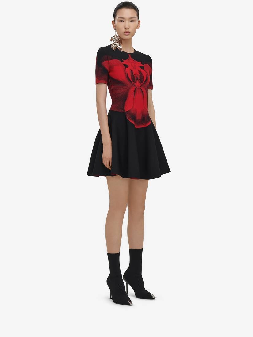 Women's Ethereal Orchid Mini Dress in Black/red - 3