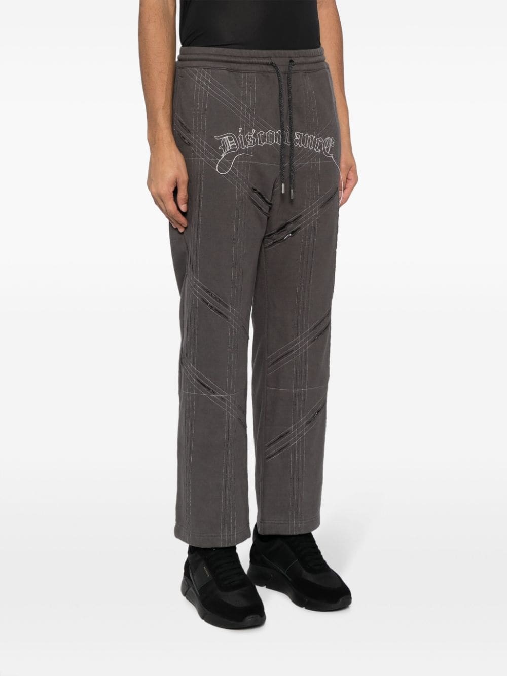 logo-embroidered distressed track pant - 3