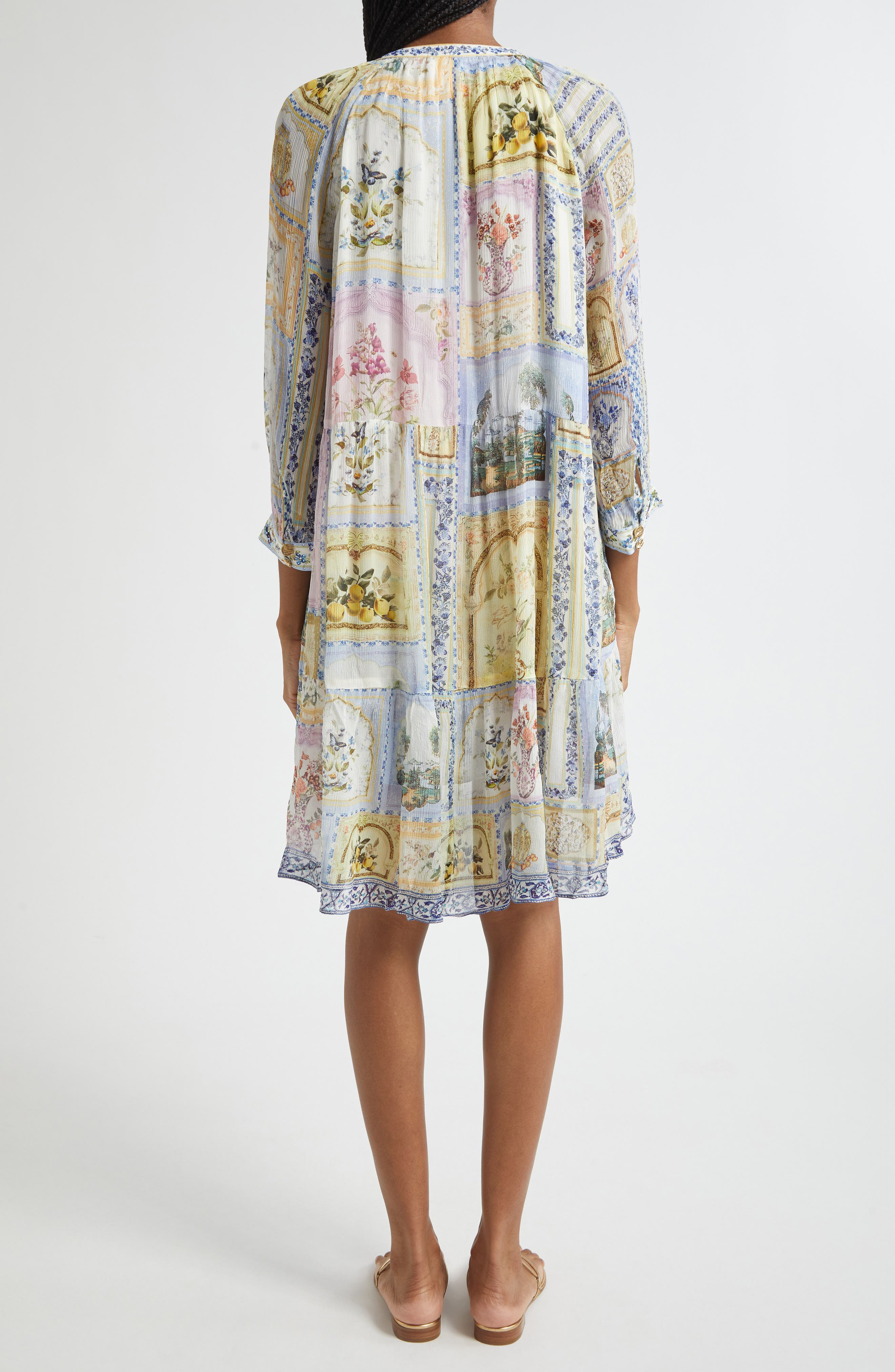 Camilla Gathered Panel Silk Minidress in Botanical Ballads at Nordstrom - 2