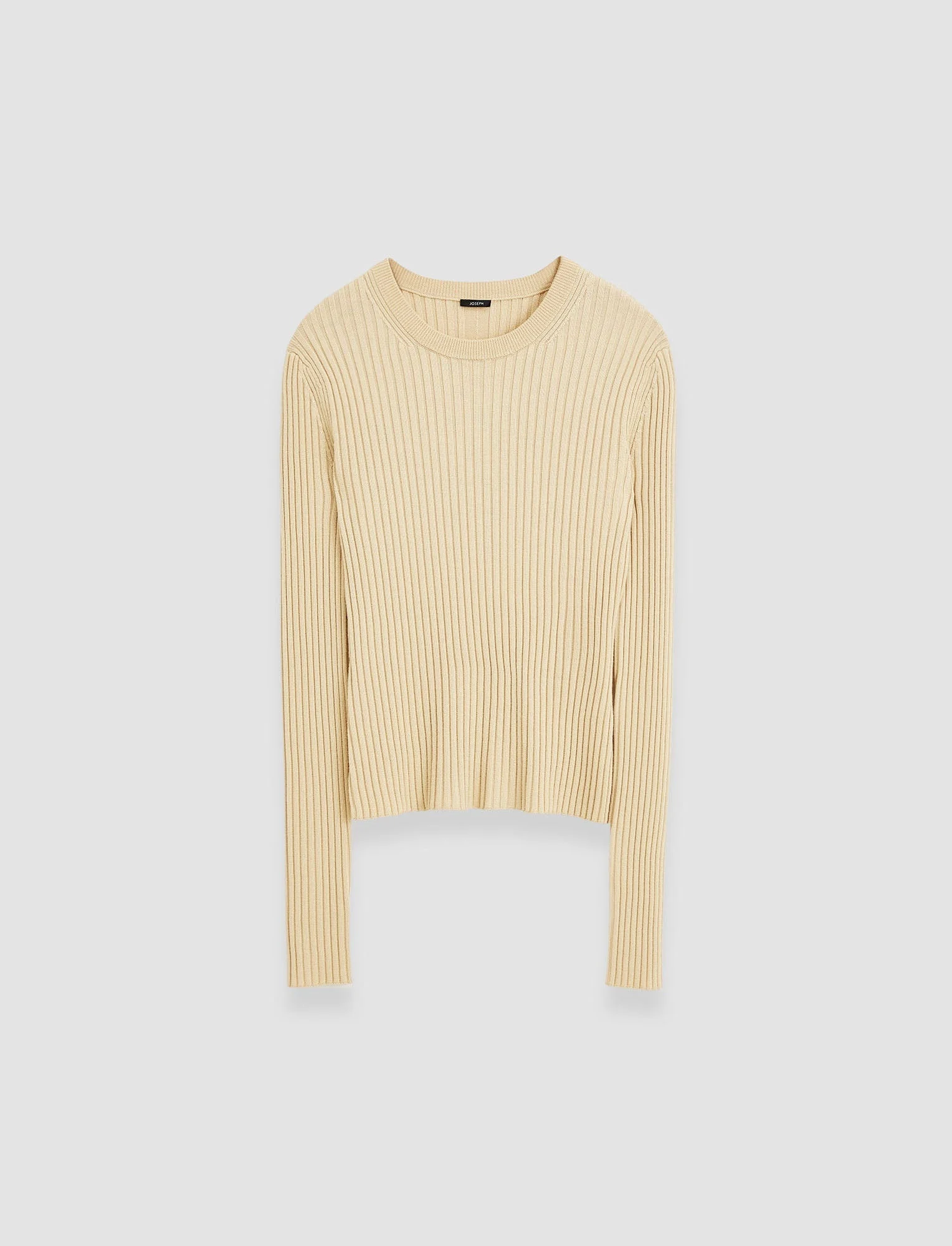 Merino Silk Rib Round Neck Jumper - 1