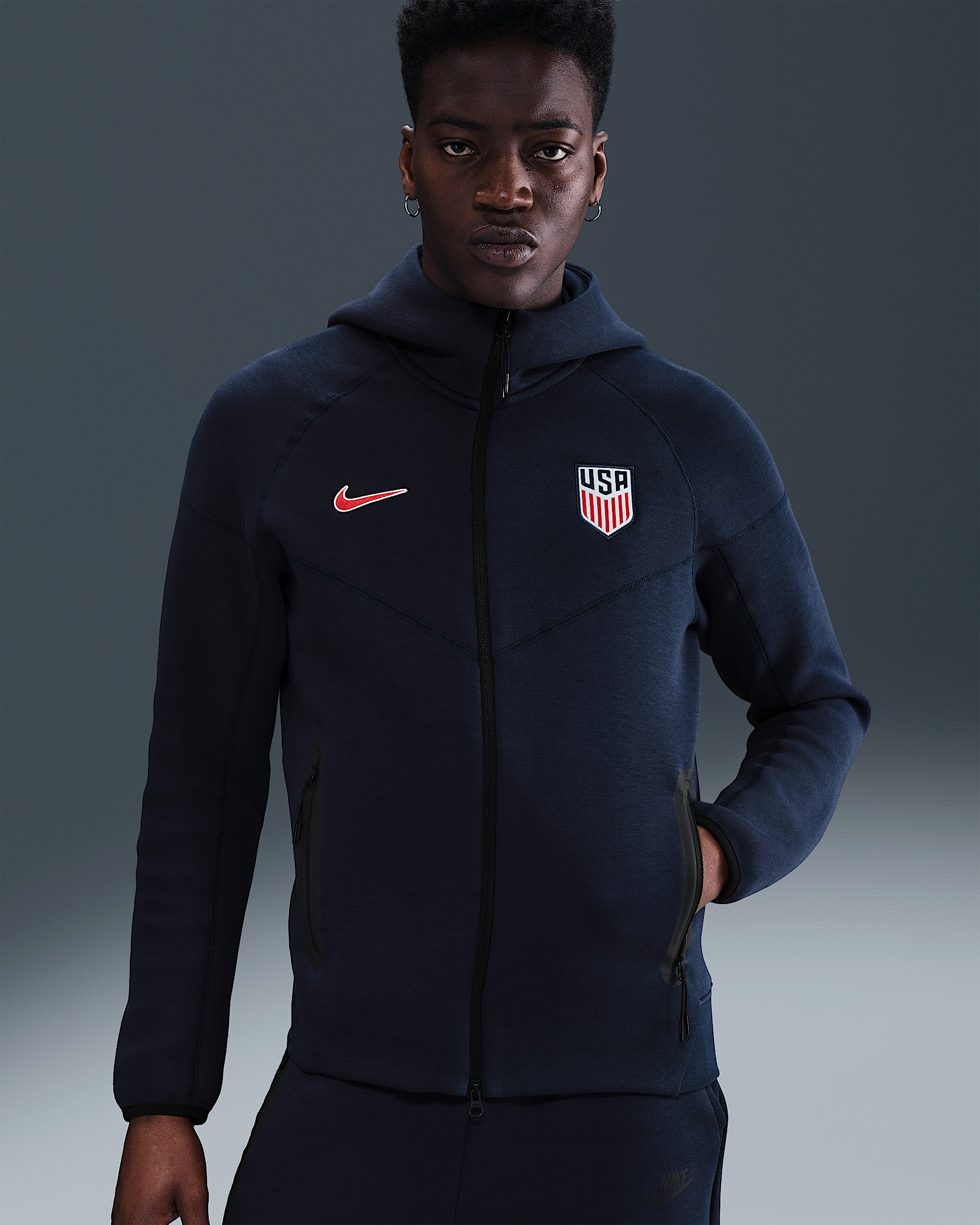 USMNT Tech Windrunner Men's Nike Soccer Fleece Full-Zip Hoodie - 1