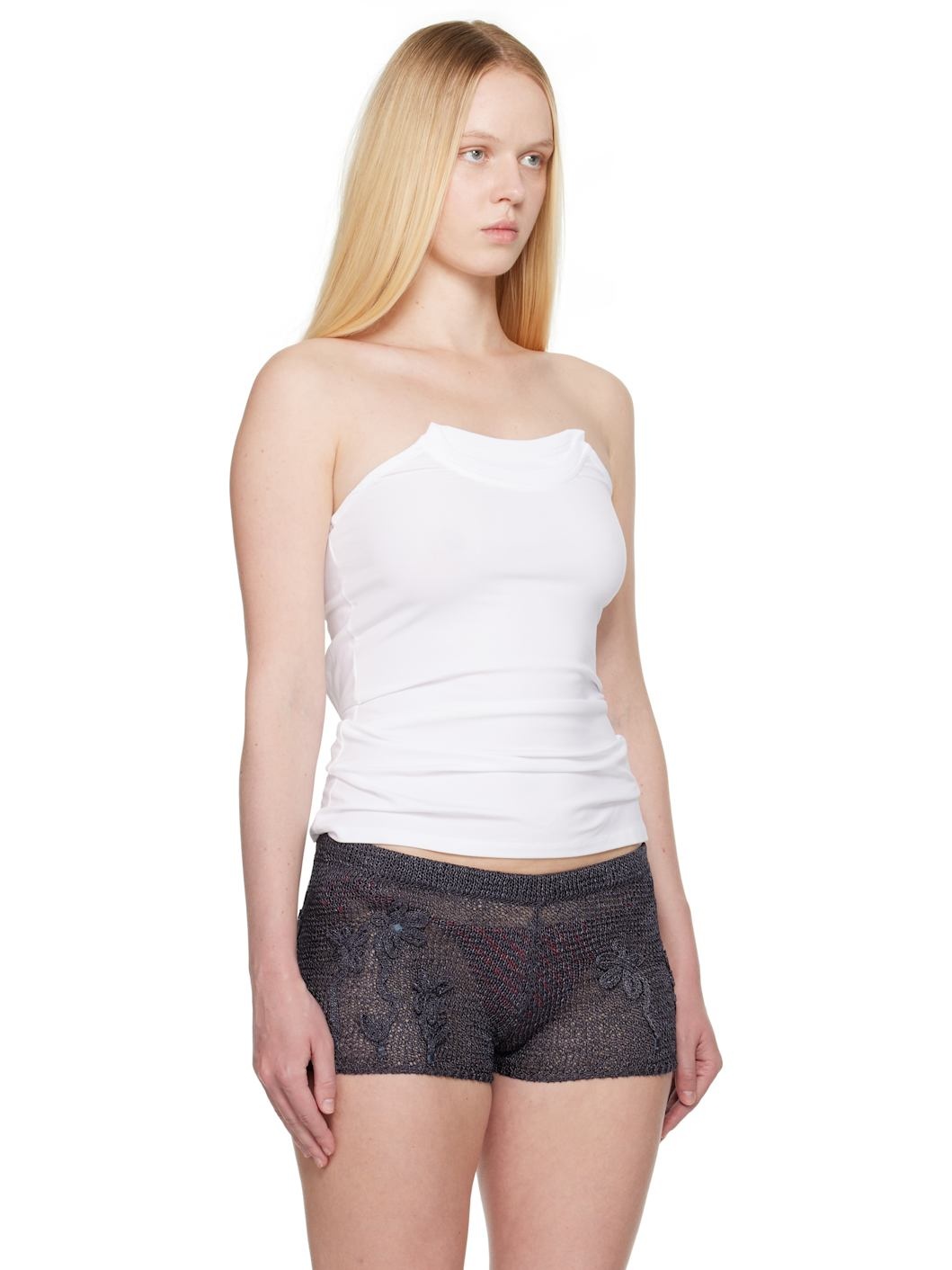 White Folded Crew Top - 2