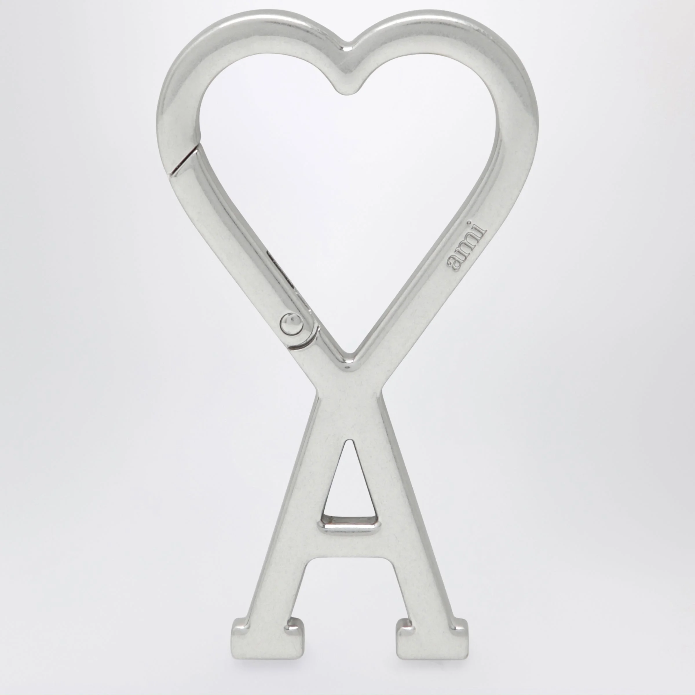 Ami Paris Ami De Cå“Ur Carabiner Keyring In Metal, Silver Men - 1