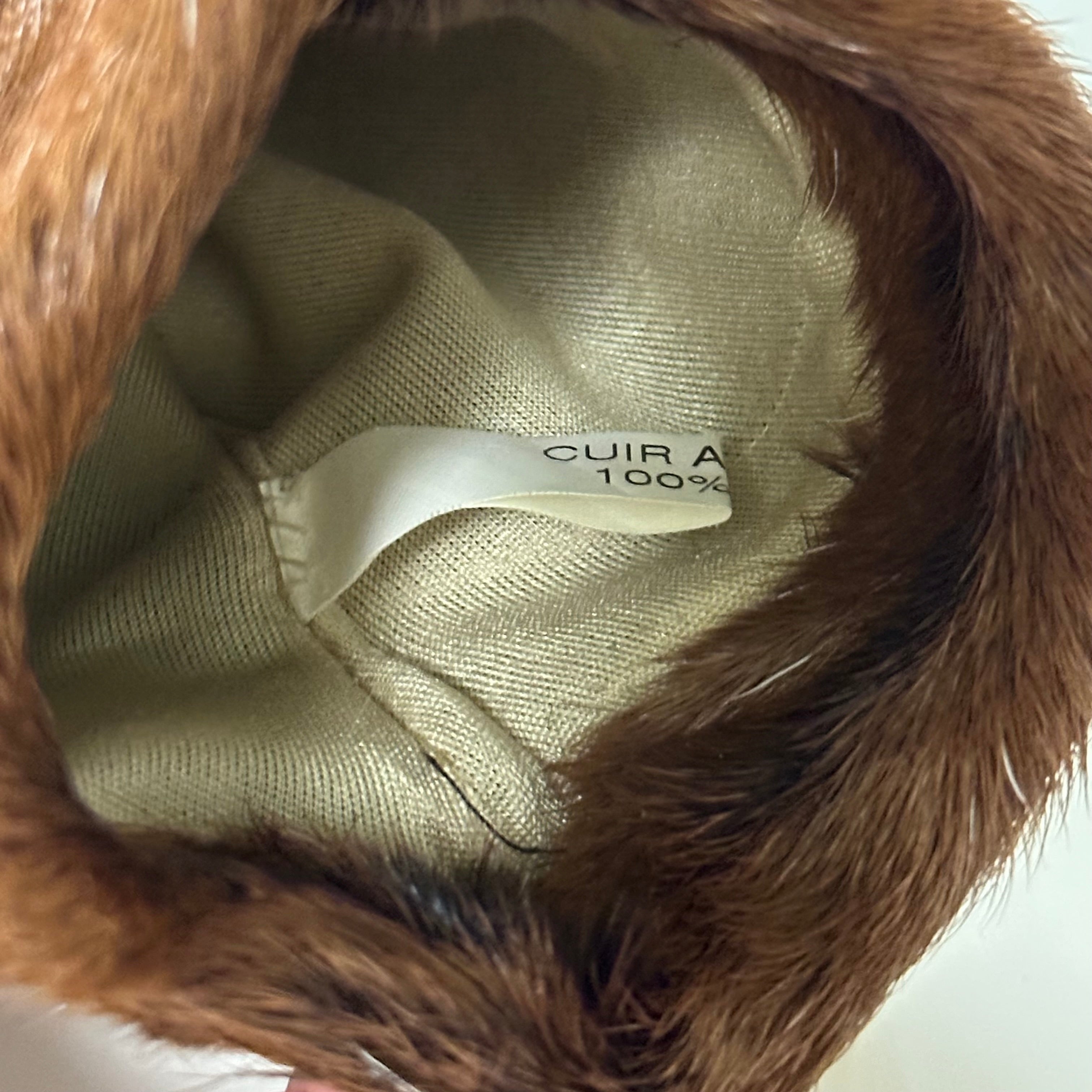 CHRISTIAN DIOR Fur Trim Leather Gloves with Lock and Key Charm - 3