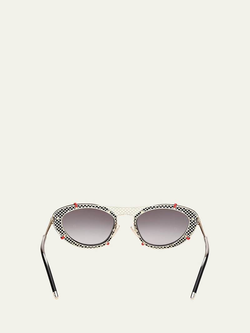 Christian Louboutin Miss Z Spiked Oval Acetate Sunglasses outlook