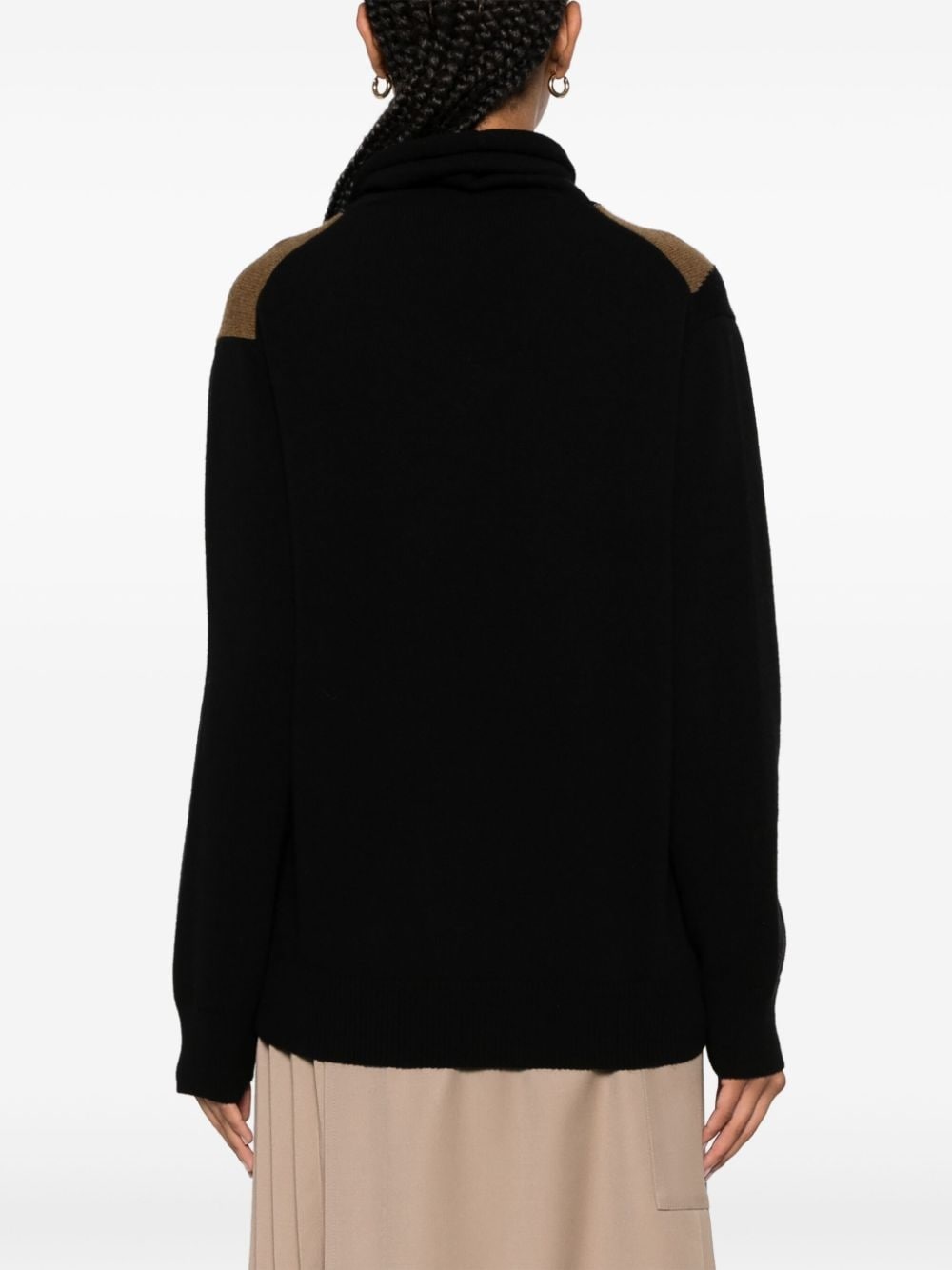 colour-block scarf jumper - 4