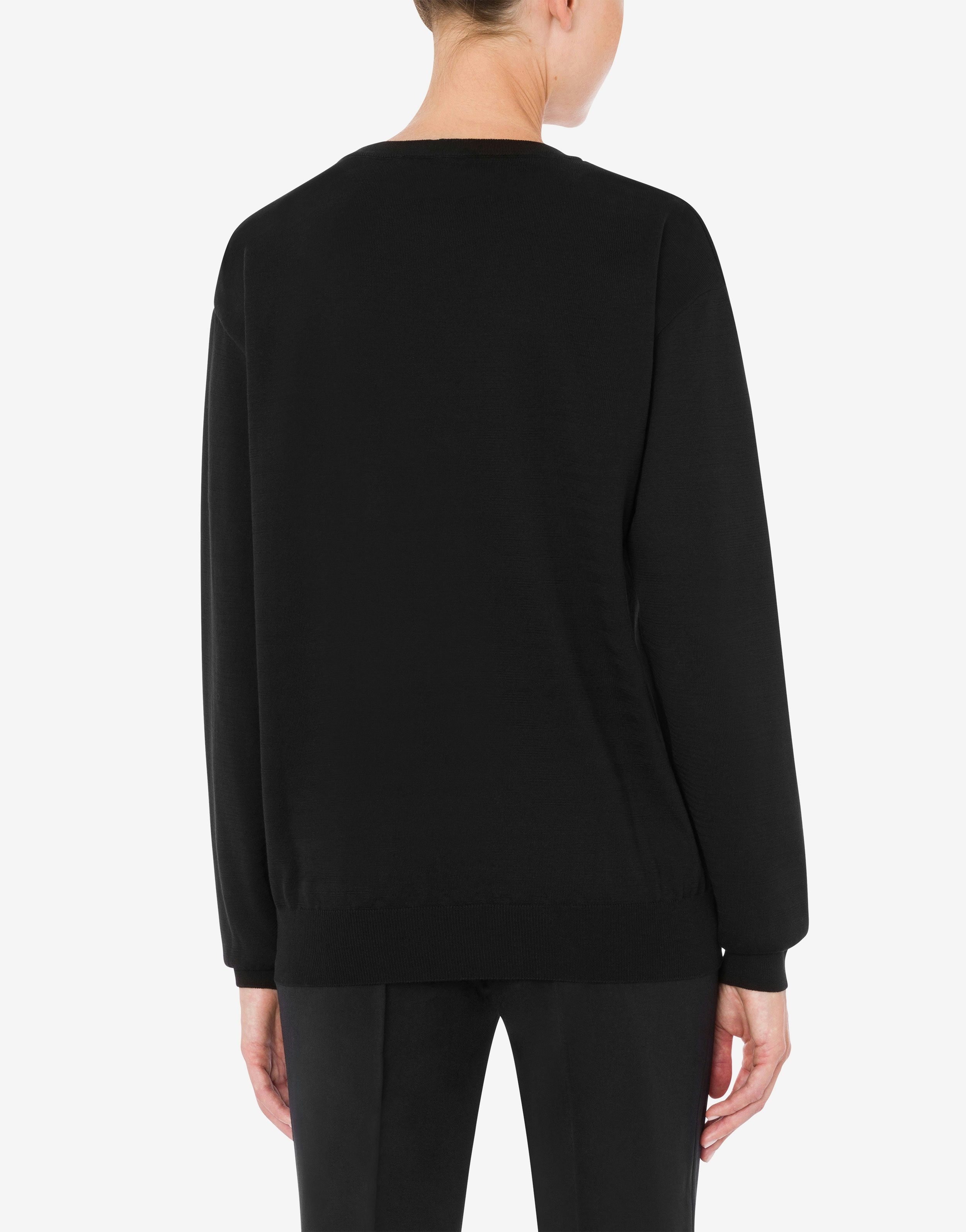 COTTON PULLOVER WITH DRAWN TEDDY BEAR - 3