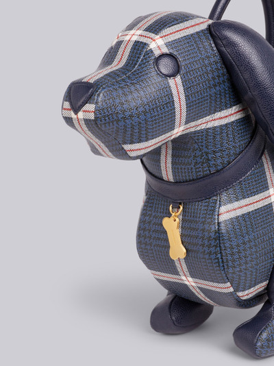 Thom Browne Navy Pebbled Calfskin Prince of Wales Hunting Tweed Print Hector Bag outlook