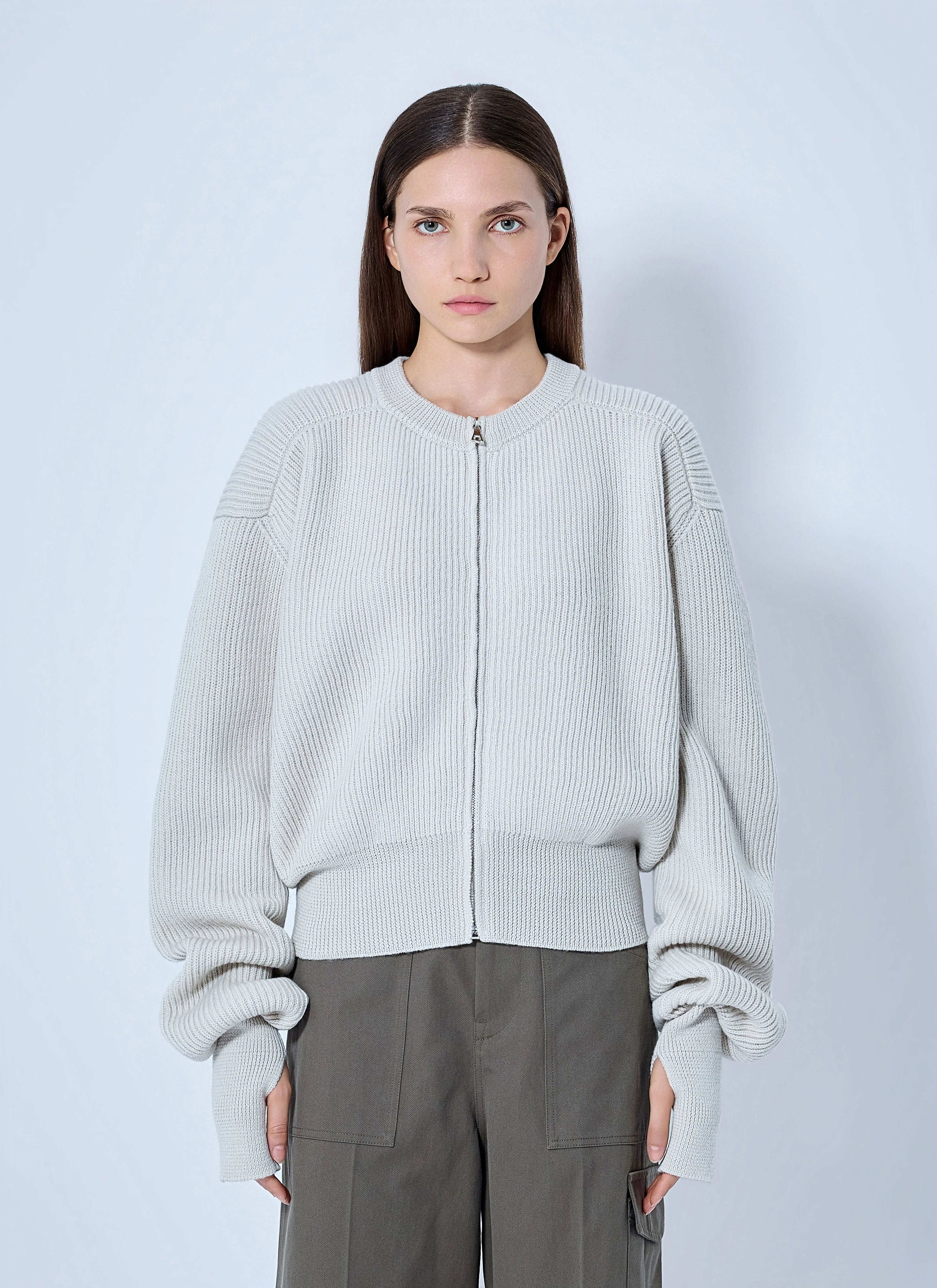 Roundneck Zip Utility Sweater - 1