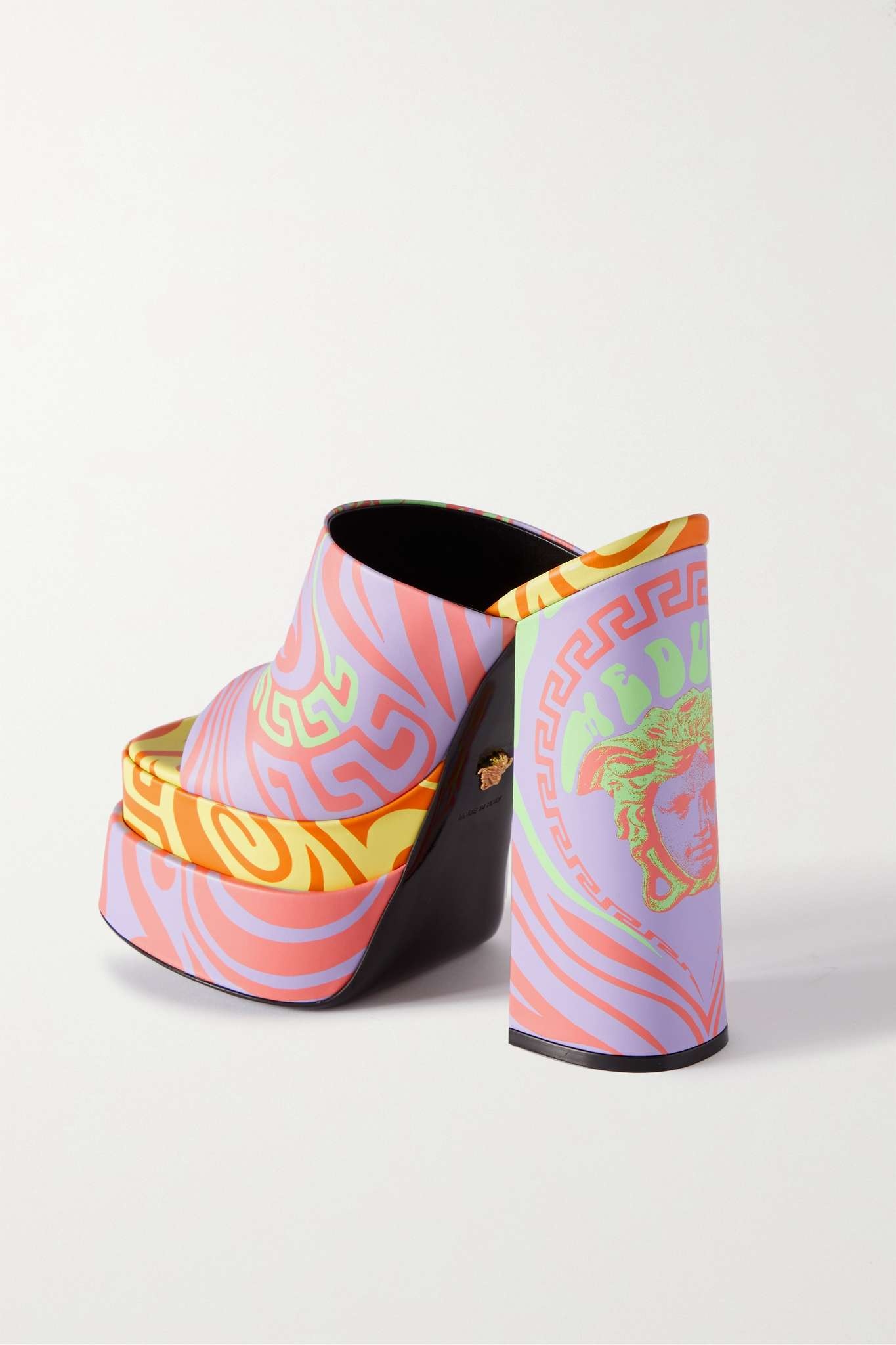 Medusa Music printed leather platform mules - 3