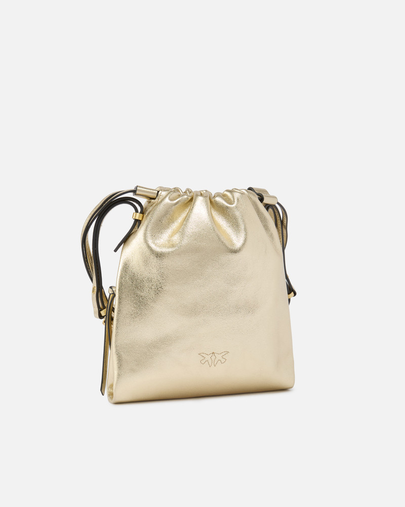 PINKO MINI SLOUCHY BAG IN LAMINATED SUEDE WITH LOVE BIRDS LOGO outlook