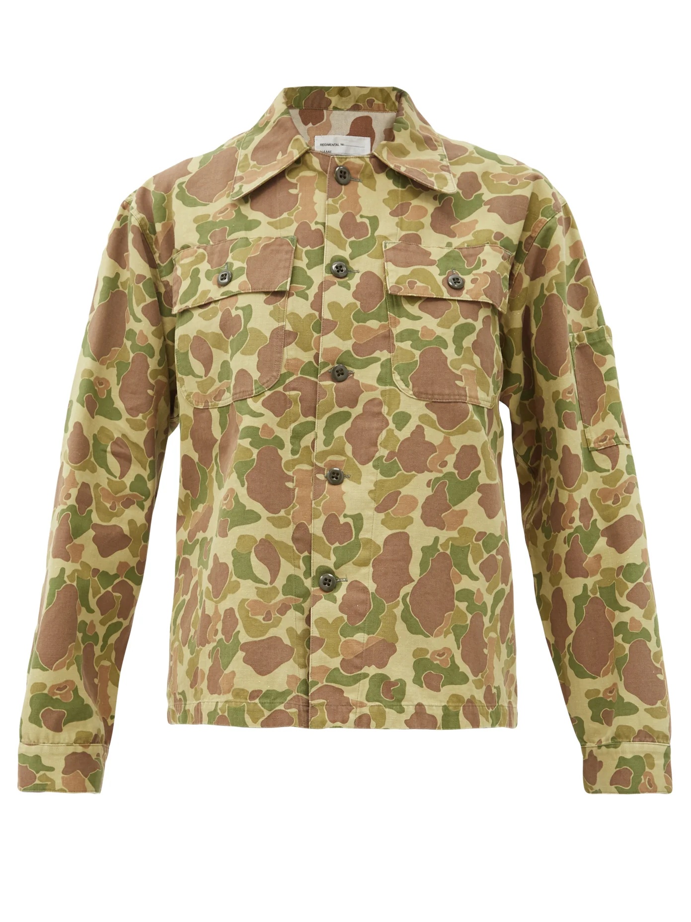 Camouflage-print cotton-herringbone shirt - 1