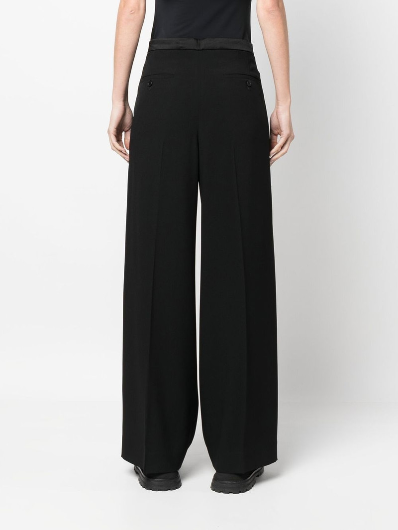 satin-trim pleated trousers 4