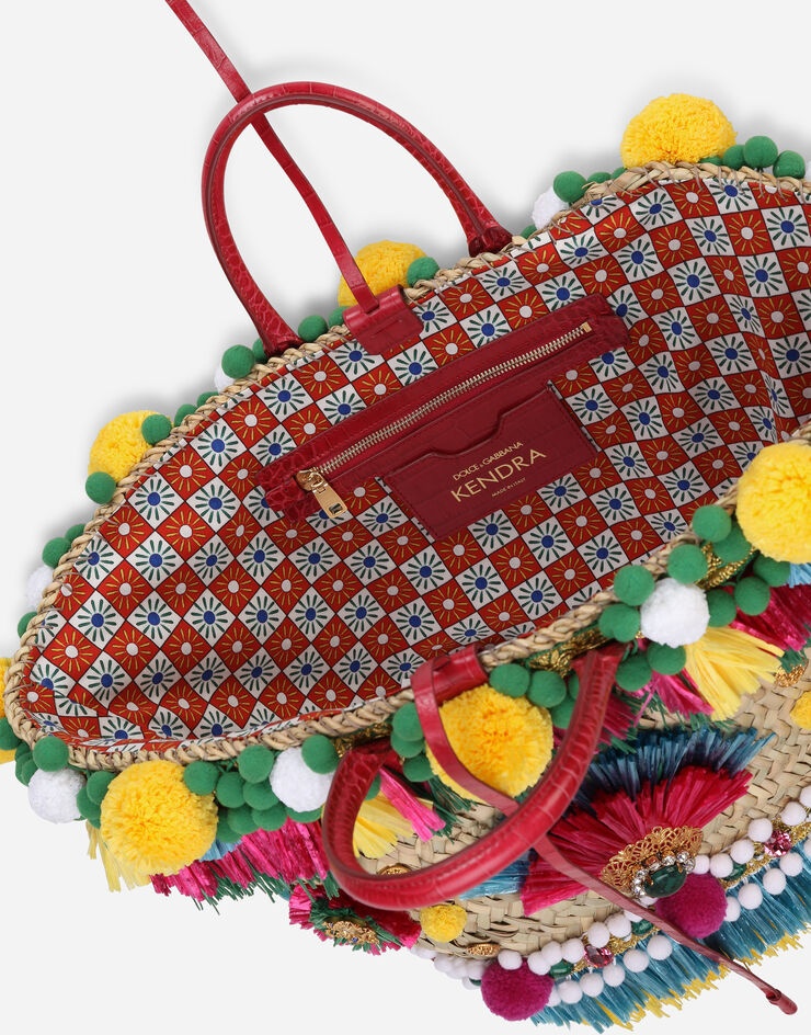 Straw Kendra coffa bag with embroidery - 5