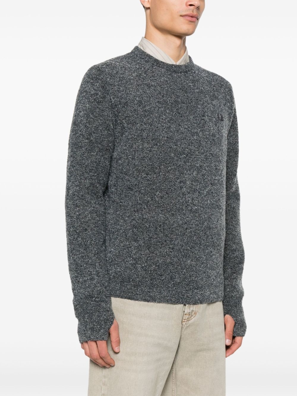 bouclé crew-neck sweater - 3