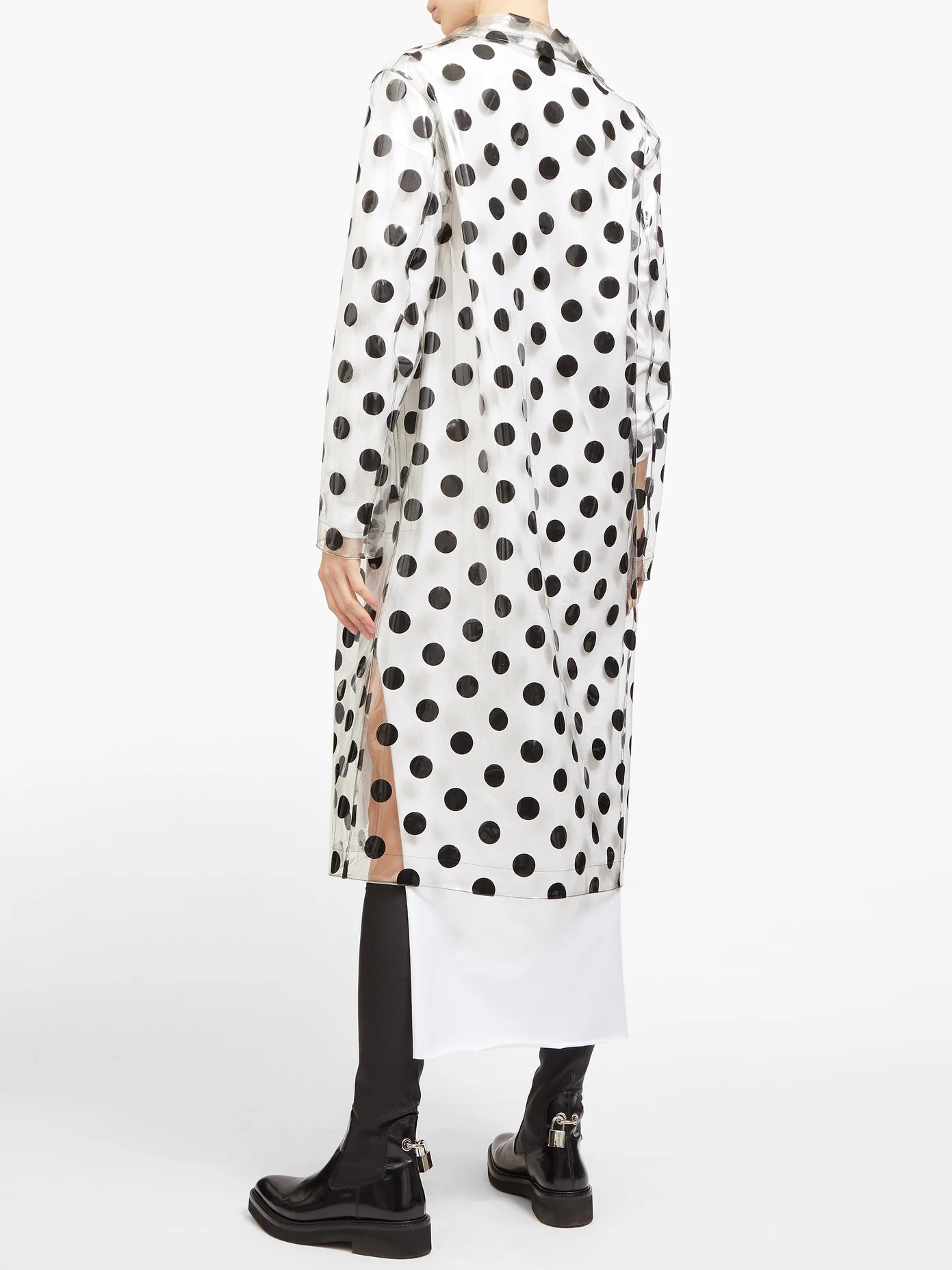 Polka-dot PVC single-breasted coat - 5