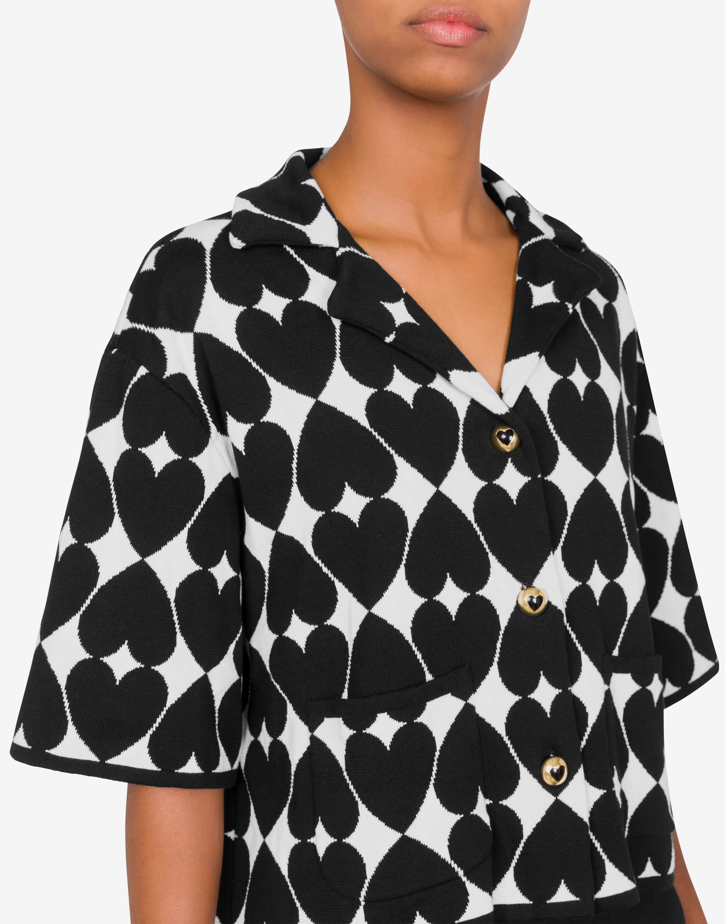 OPTICAL HEART CROPPED CARDIGAN - 4