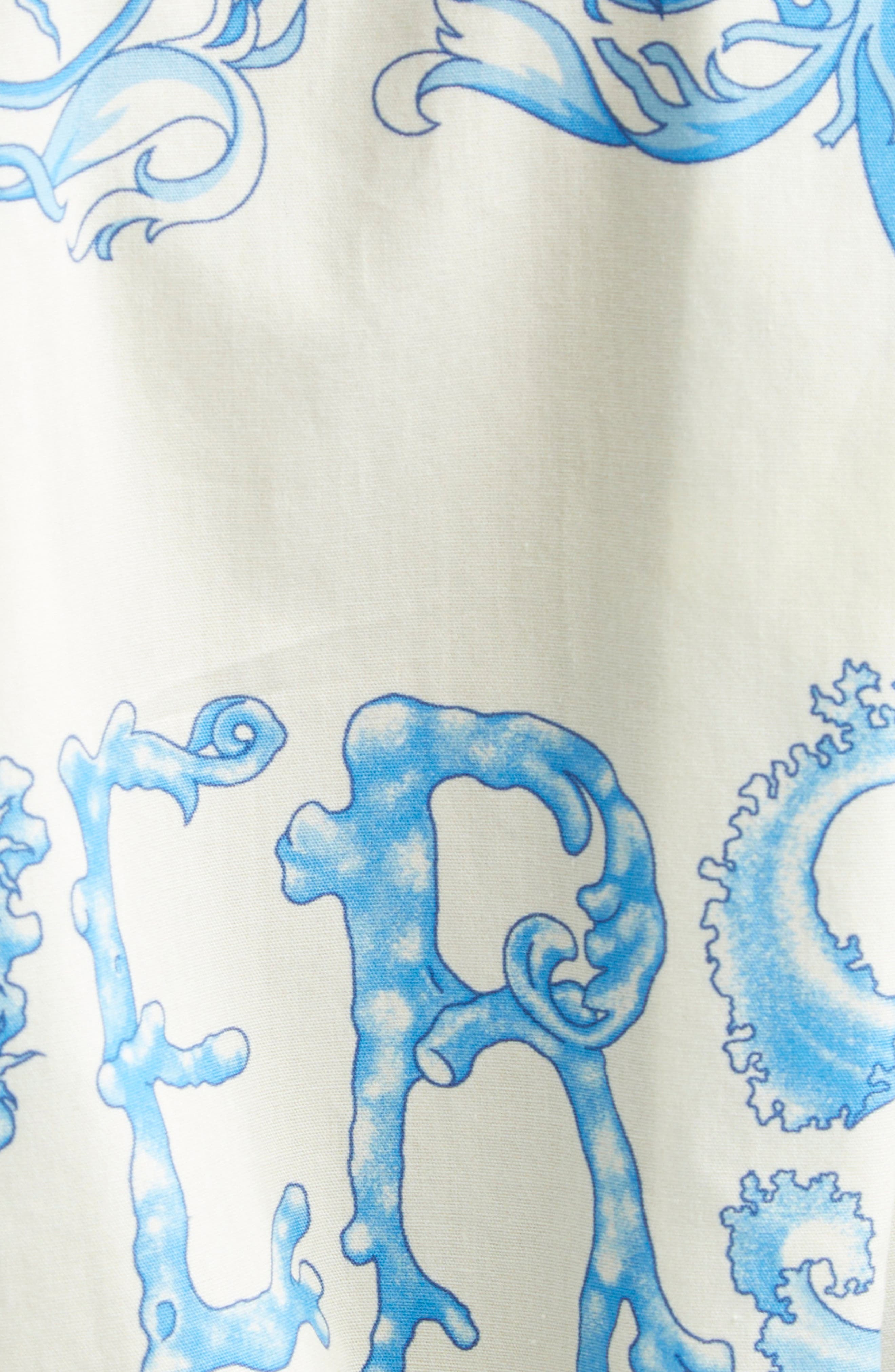 Versace Underwater Barocco Long Sleeve Cotton Poplin Shirtdress in Eggshell Bright Dv Blue at Nordst - 6