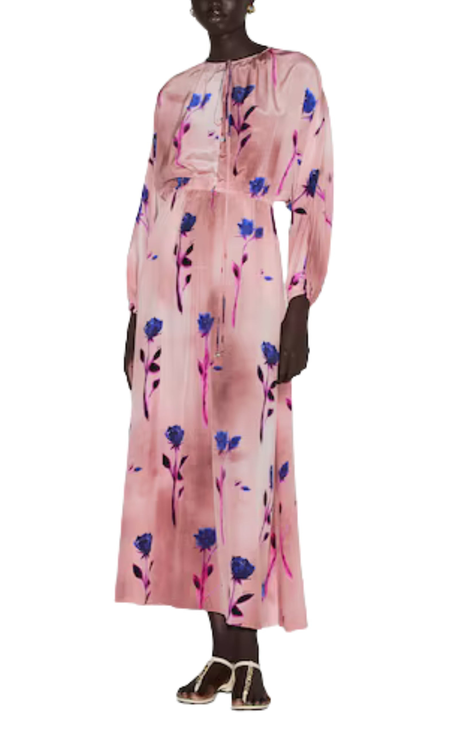 Gucci Pink Dress - SILK CRÊPE DE CHINE FLORAL PRINT DRESS - 2