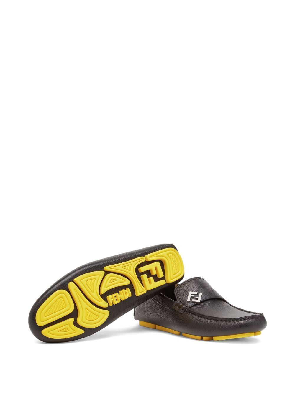 leather FF logo loafers - 5