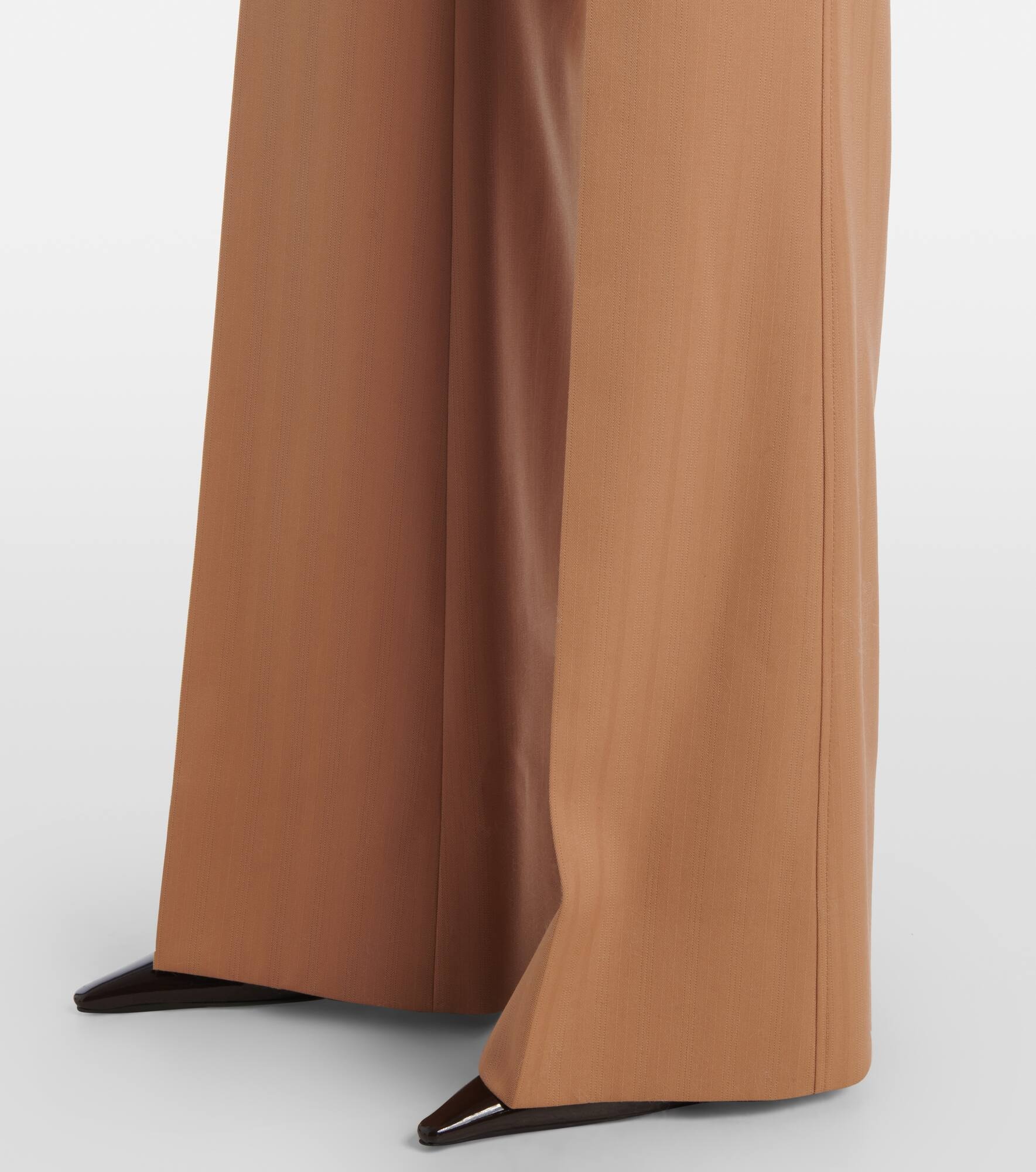 Low-rise striped wool flared pants - 5