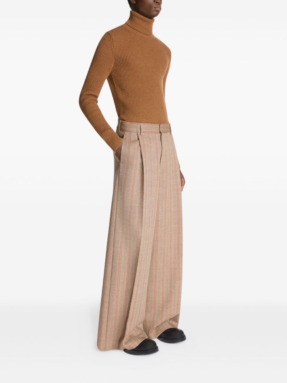 wool wide-leg trousers - 3