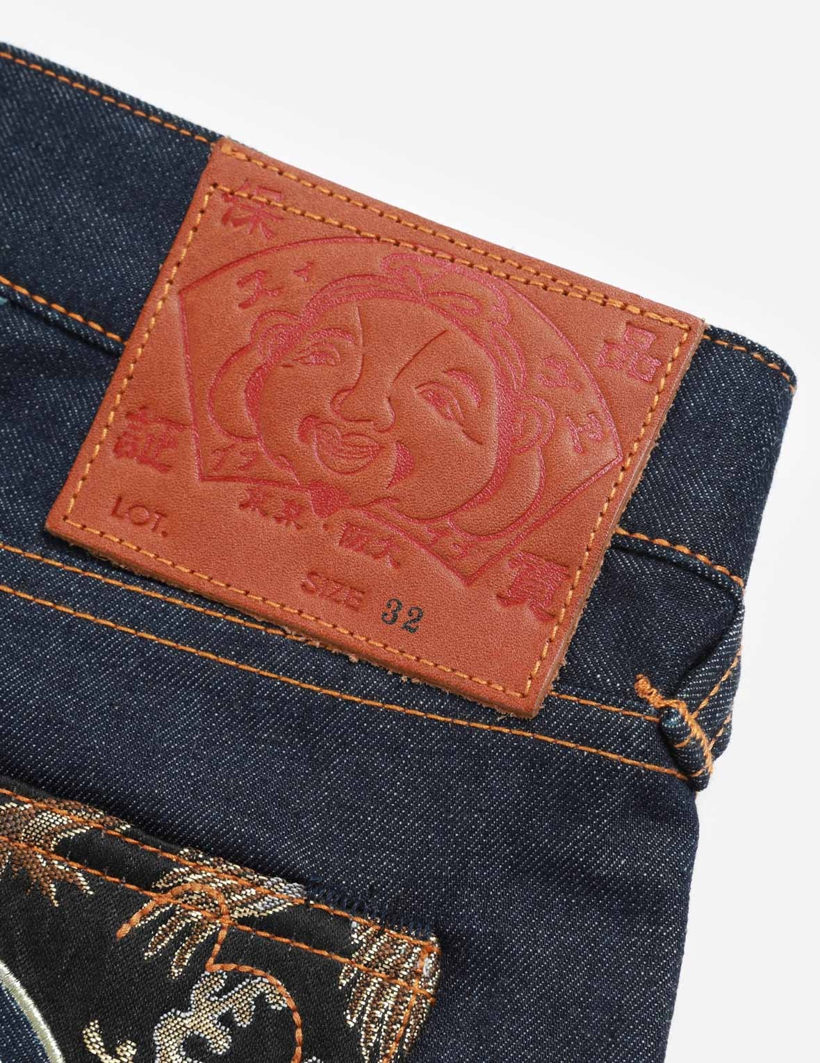 LOGO EMBROIDERY AND BROCADE APPLIQUÉ DENIM SHORTS - 9