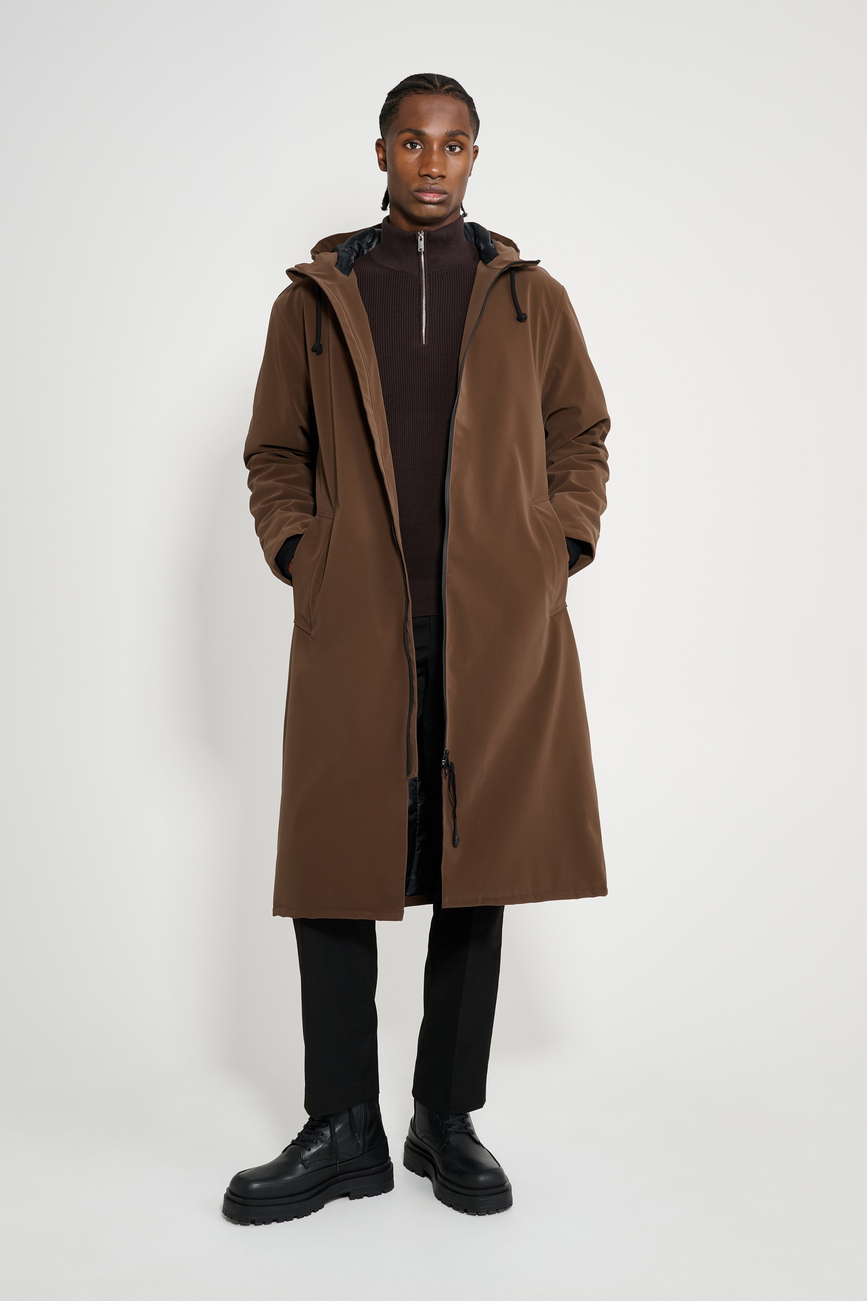 Stockholm Long Matte Winter Coat Dark Brown - 2