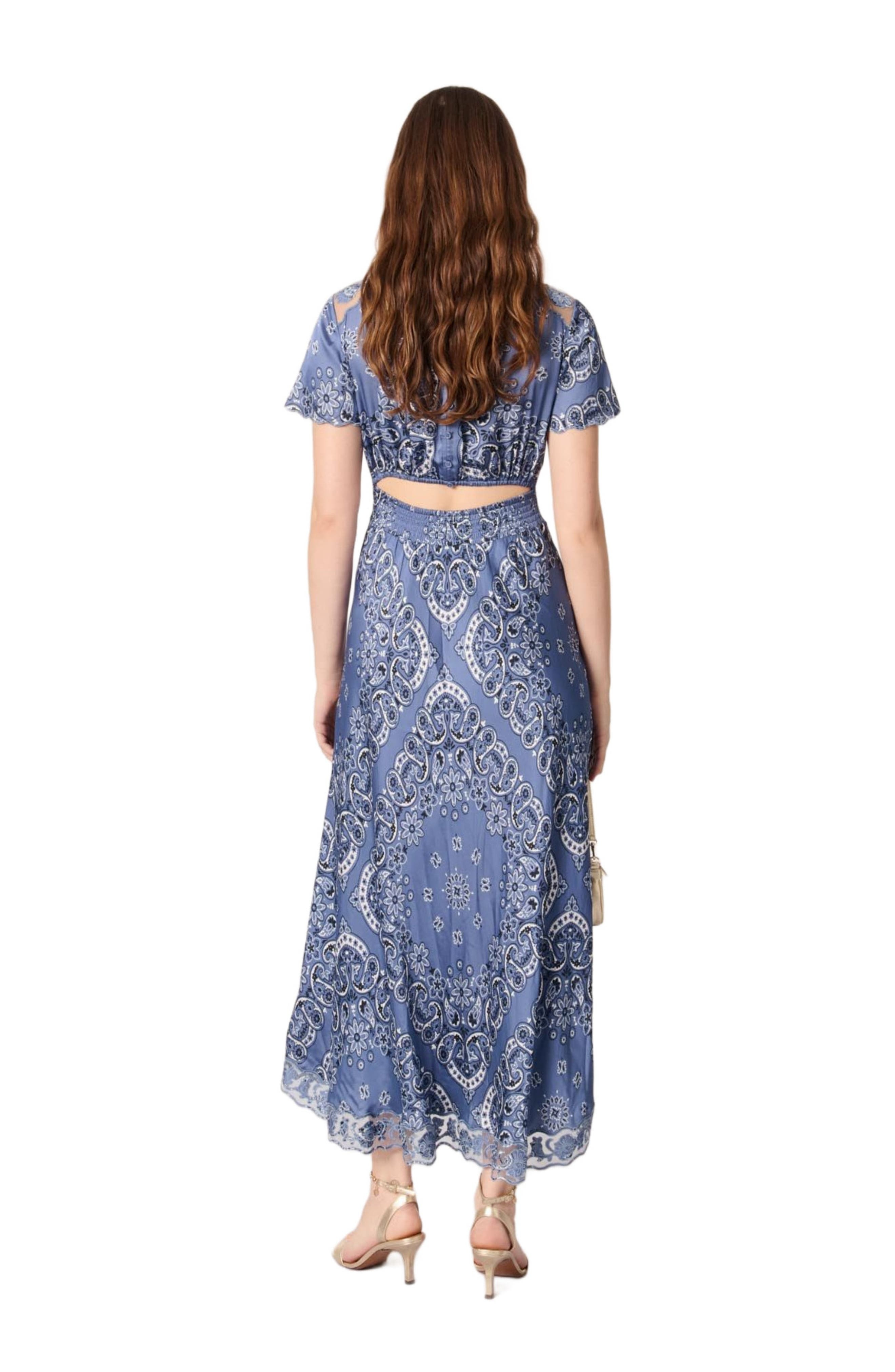 maje Patterned flowing maxi dress in Blue Bandana Print at Nordstrom - 2