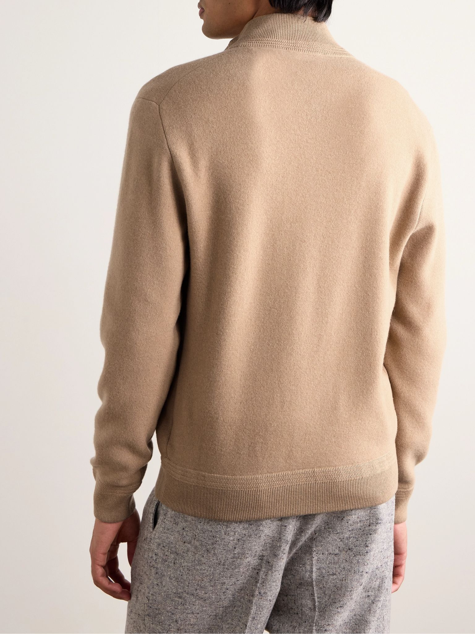 Boiled Wool and Cashmere-Blend Cardigan Brown - 3