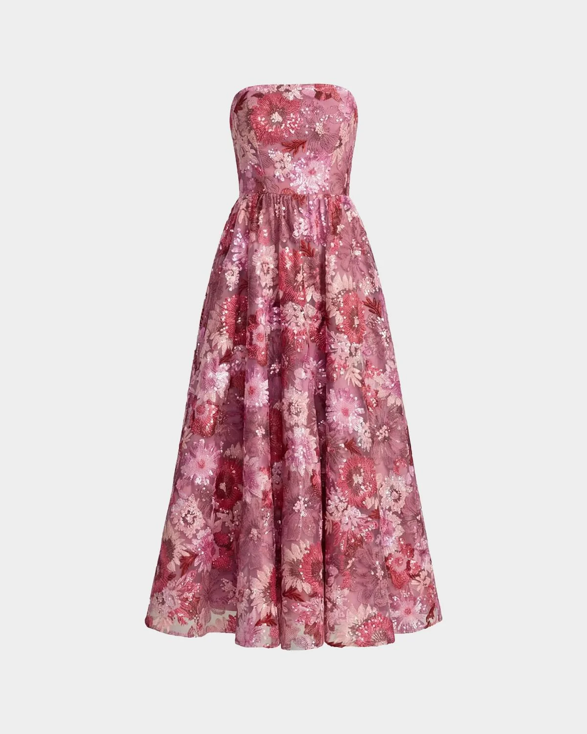 Floral Sequinned A-Line Midi Dress - 1