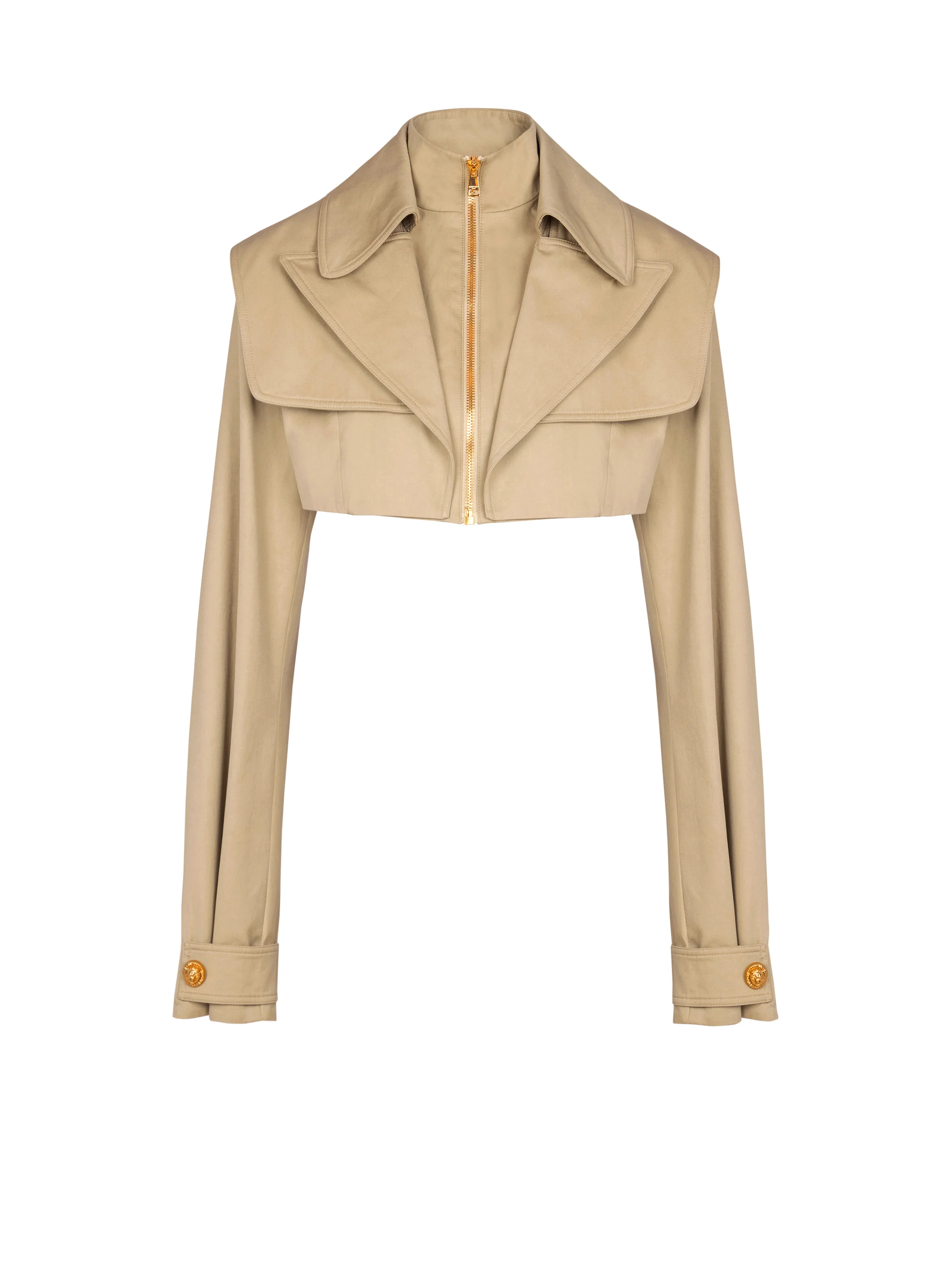 Cropped gabardine jacket - 1